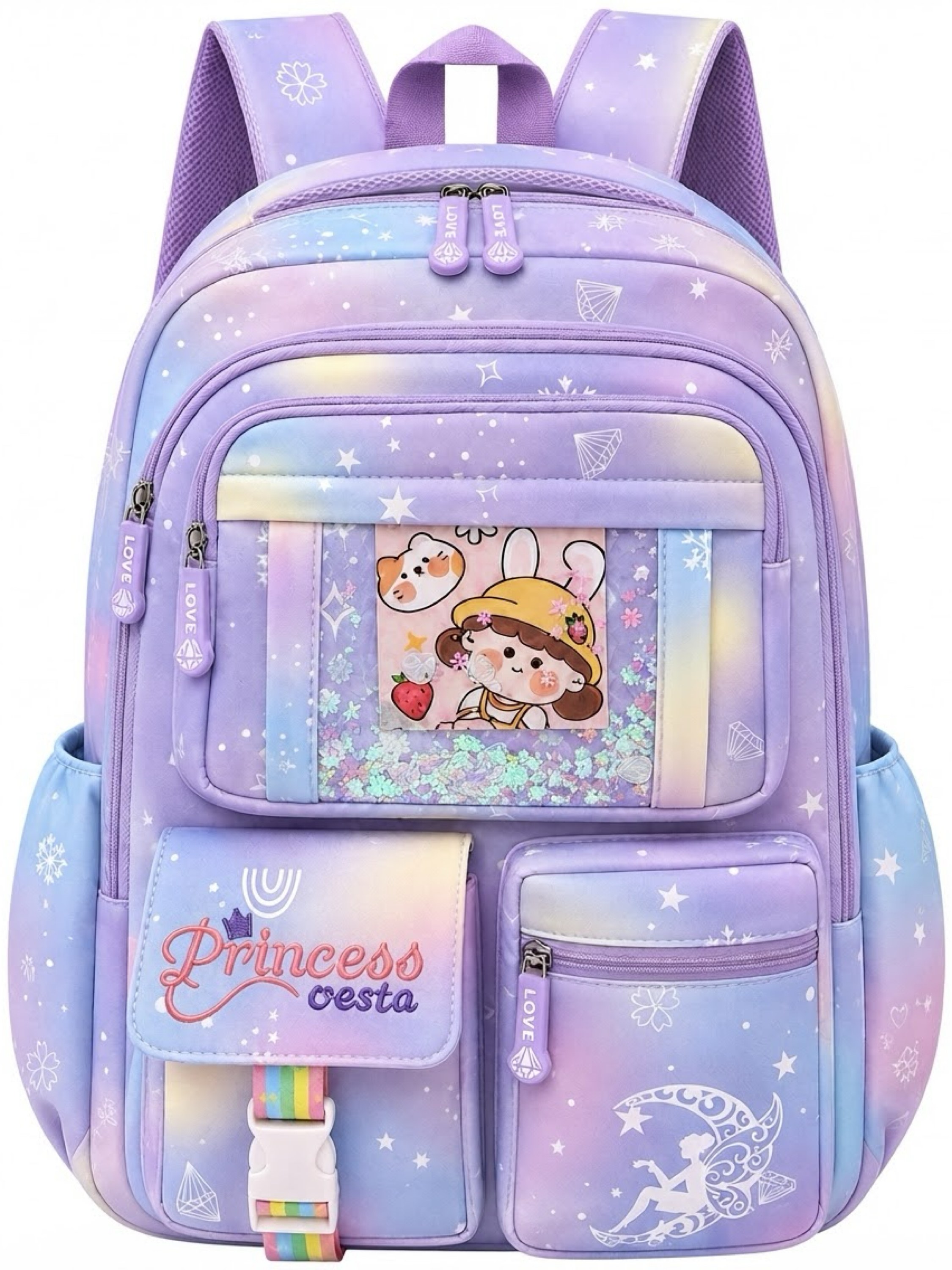 Mochila Feminina Escolar Impermeável Mochila Porta Canetas