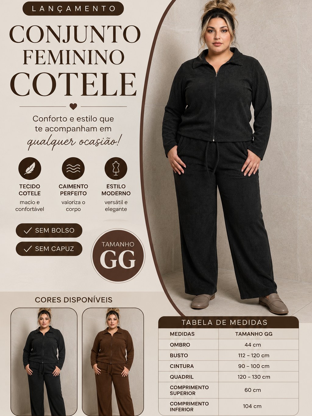 Conjunto cotelhe BLUSA E CALÇA Confortável
