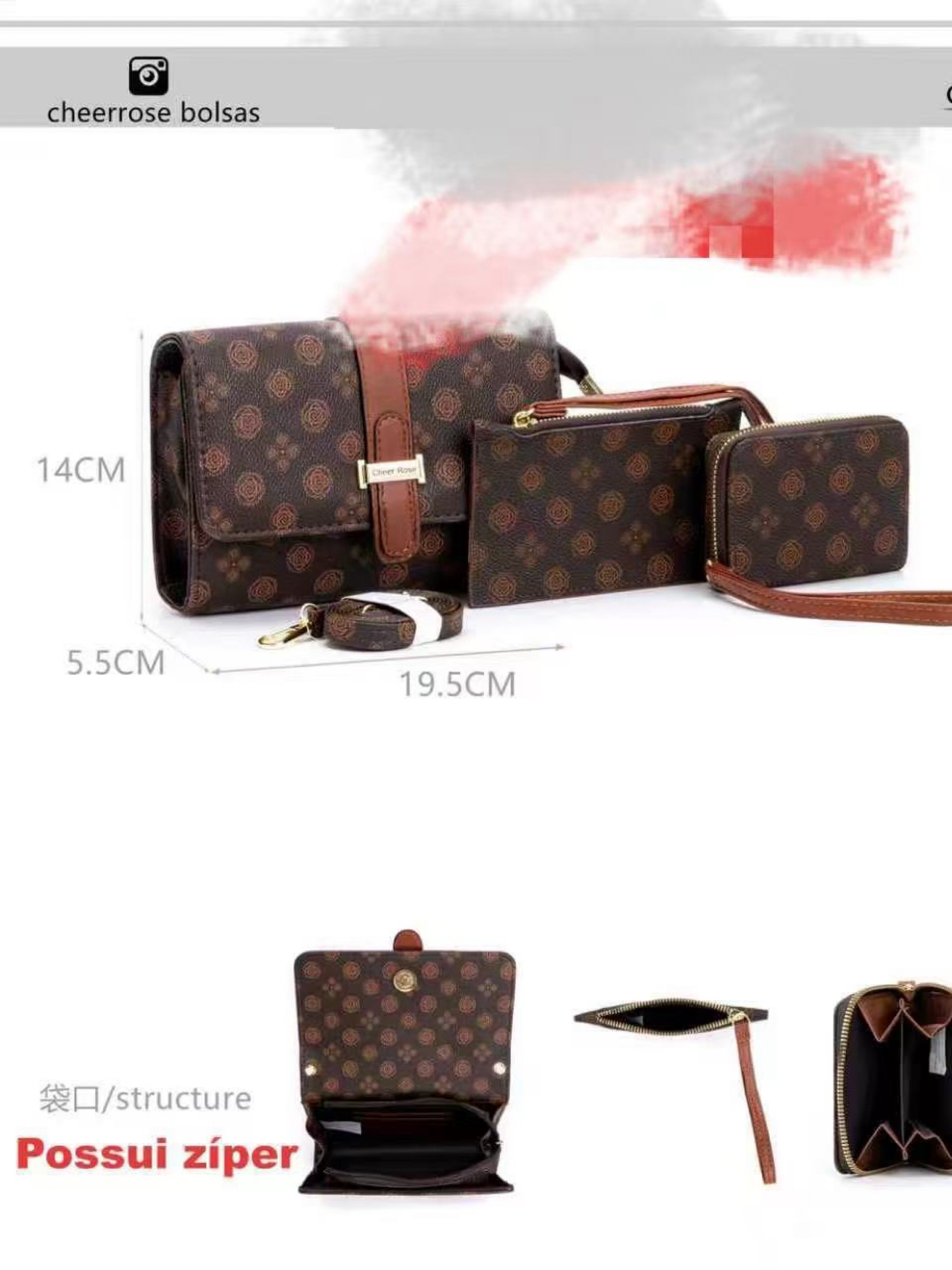 Bolsa feminina com carteira 7019