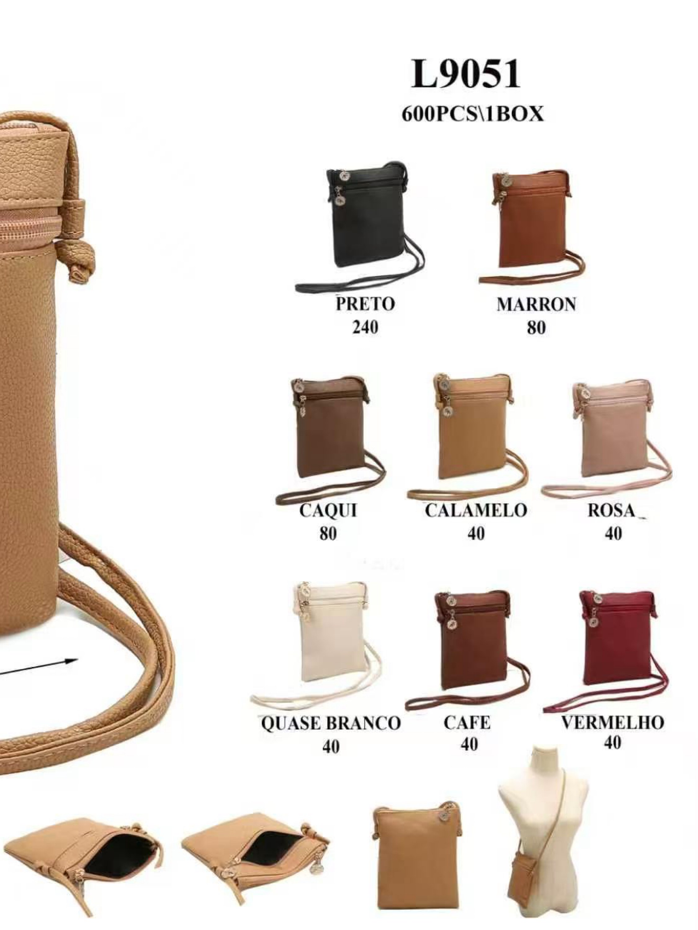 Bolsa feminina kit com 15 pc 9051
