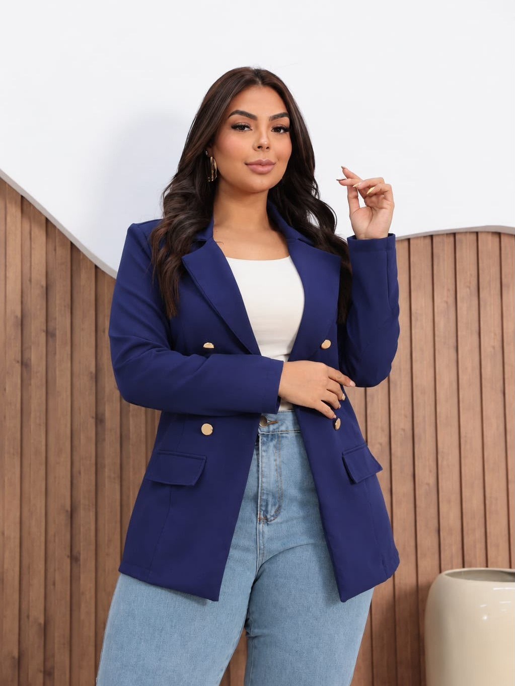 Blazer Feminino Plus Size Alfaiataria Elegante Social Casual