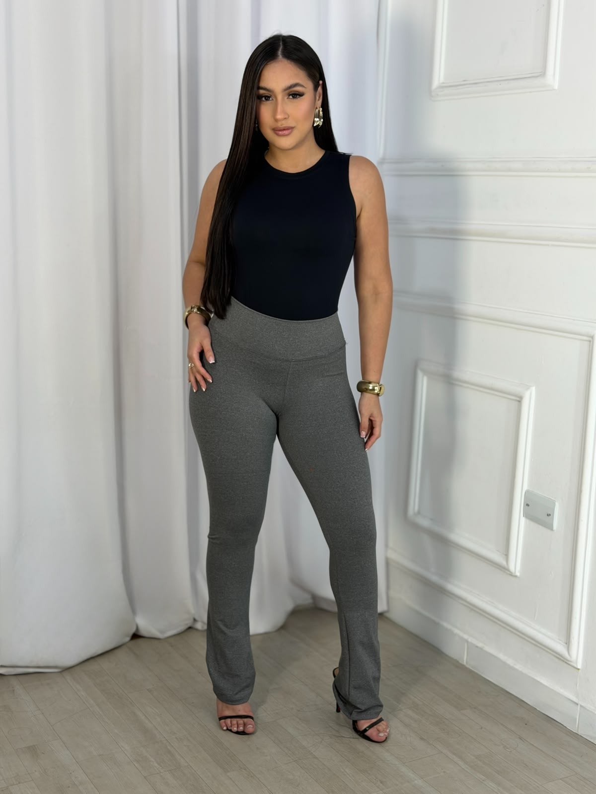 Calça Flare Legging Feminina Fitness Cintura Alta Suplex