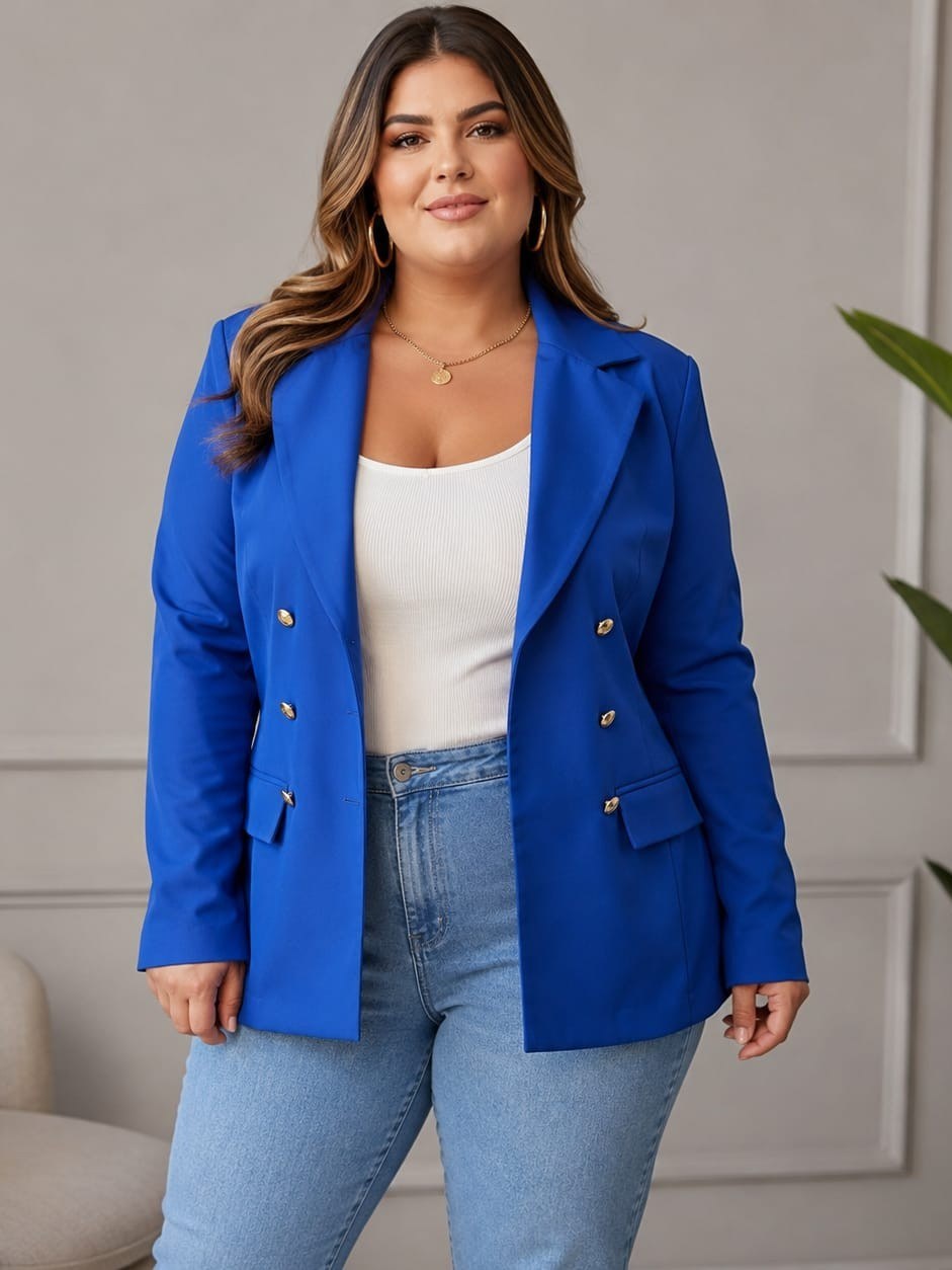 Blazer Feminino Plus Size Alfaiataria Elegante Social Casual