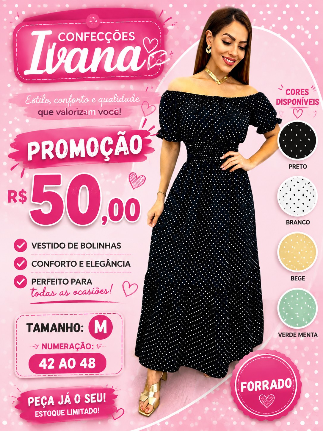 Vestido Longo Cigana Estampada de Bolinhas