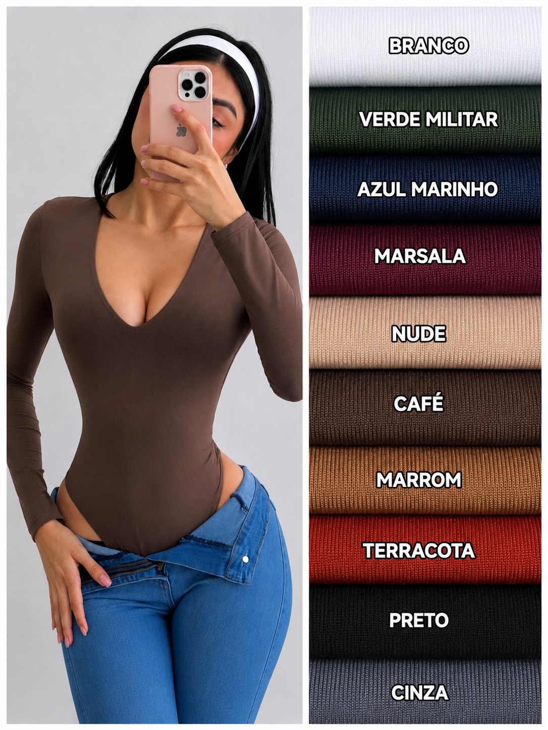 Kit de 10 Unidades Body Gola V manga longa Suplex