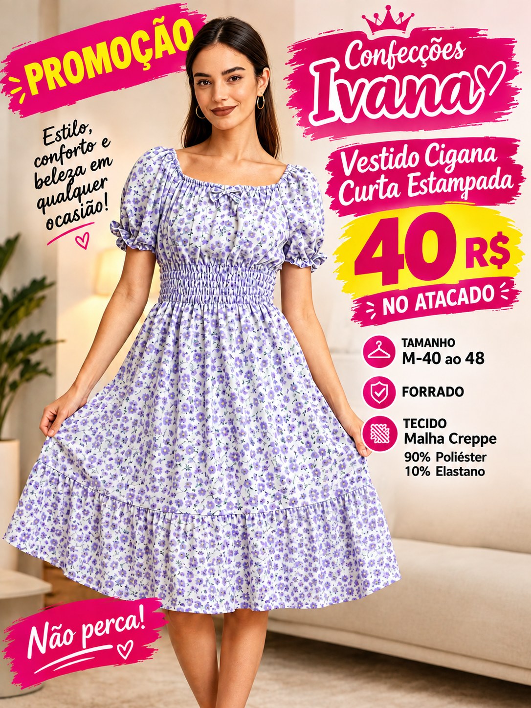 Vestido Cigana Curto Estampada