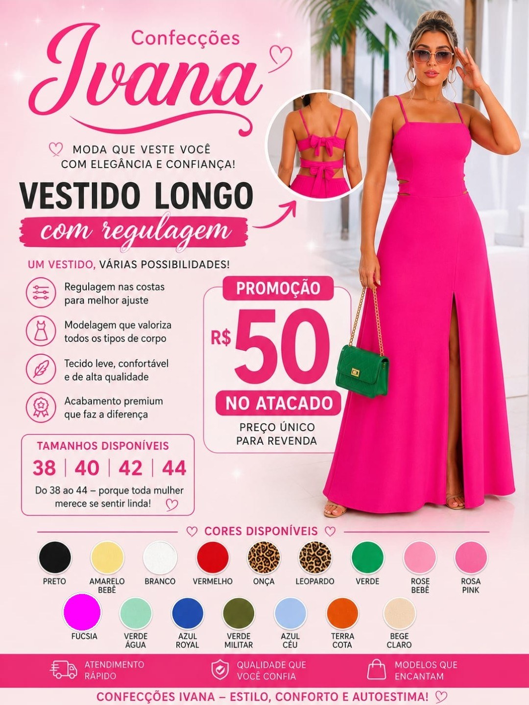 Vestido Longo com Recorte Lateral, Amarração nas Costas
