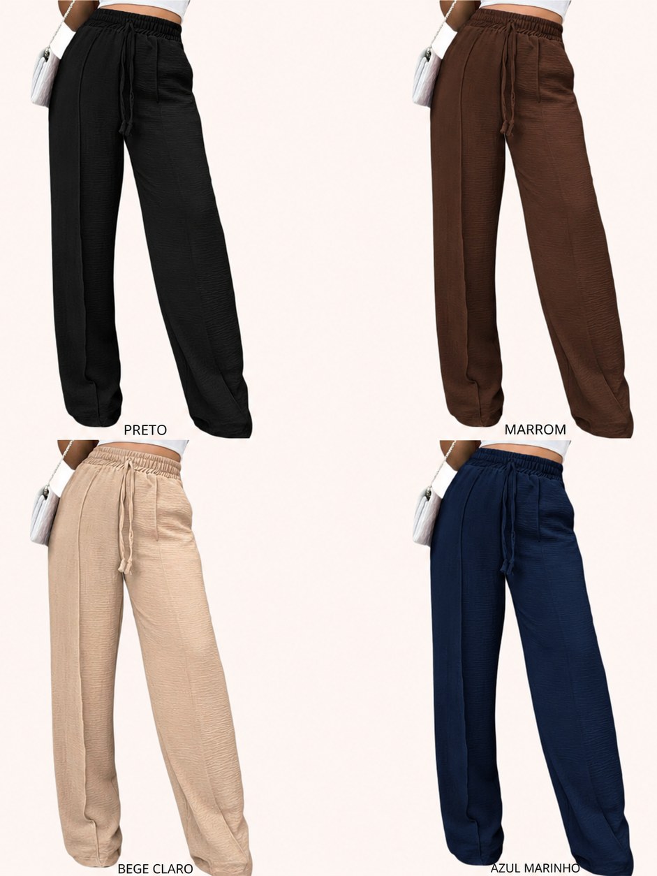 Calça pantalona femenina básica