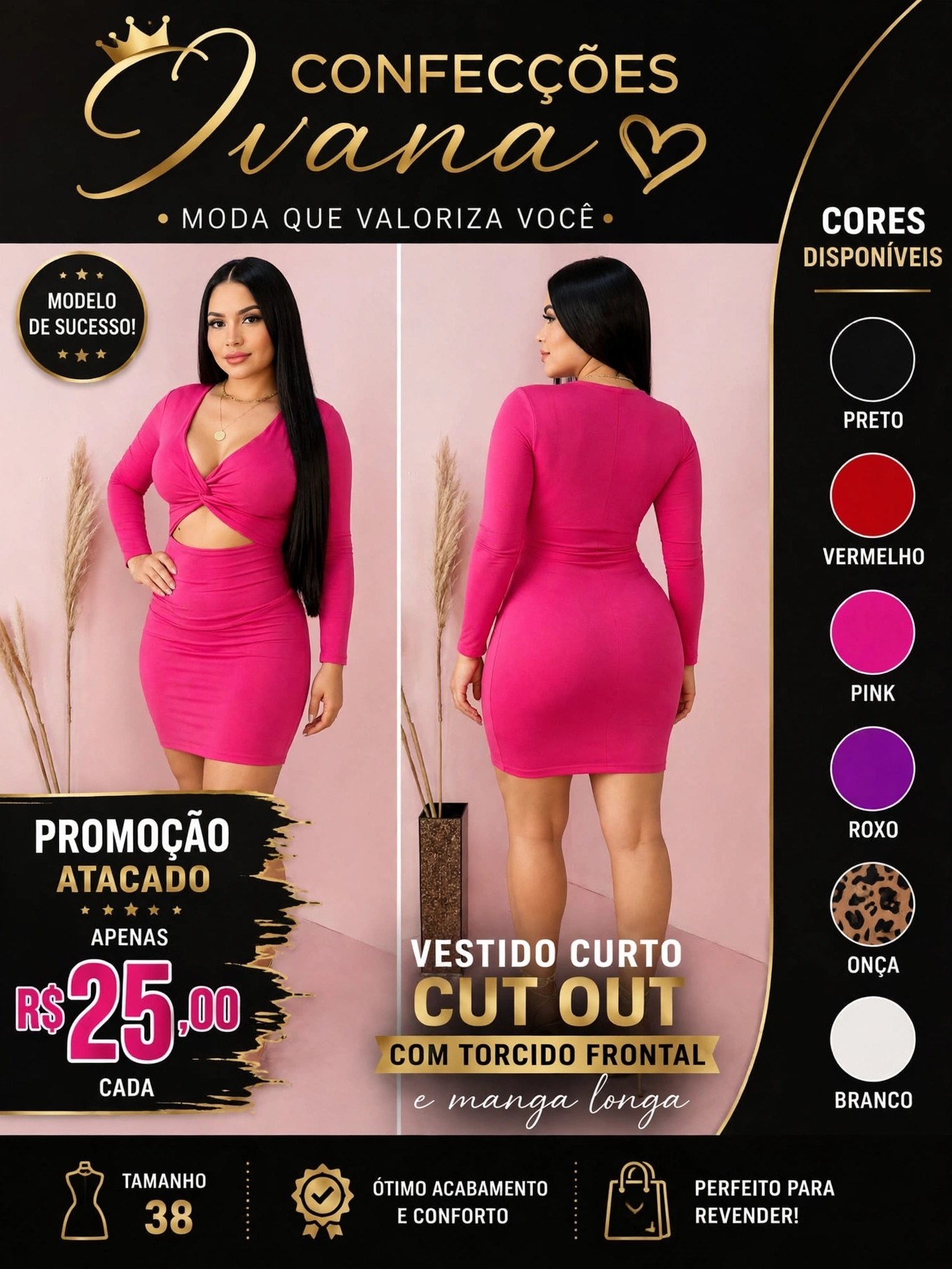 vestido curto cut out com torcido frontal e manga longa