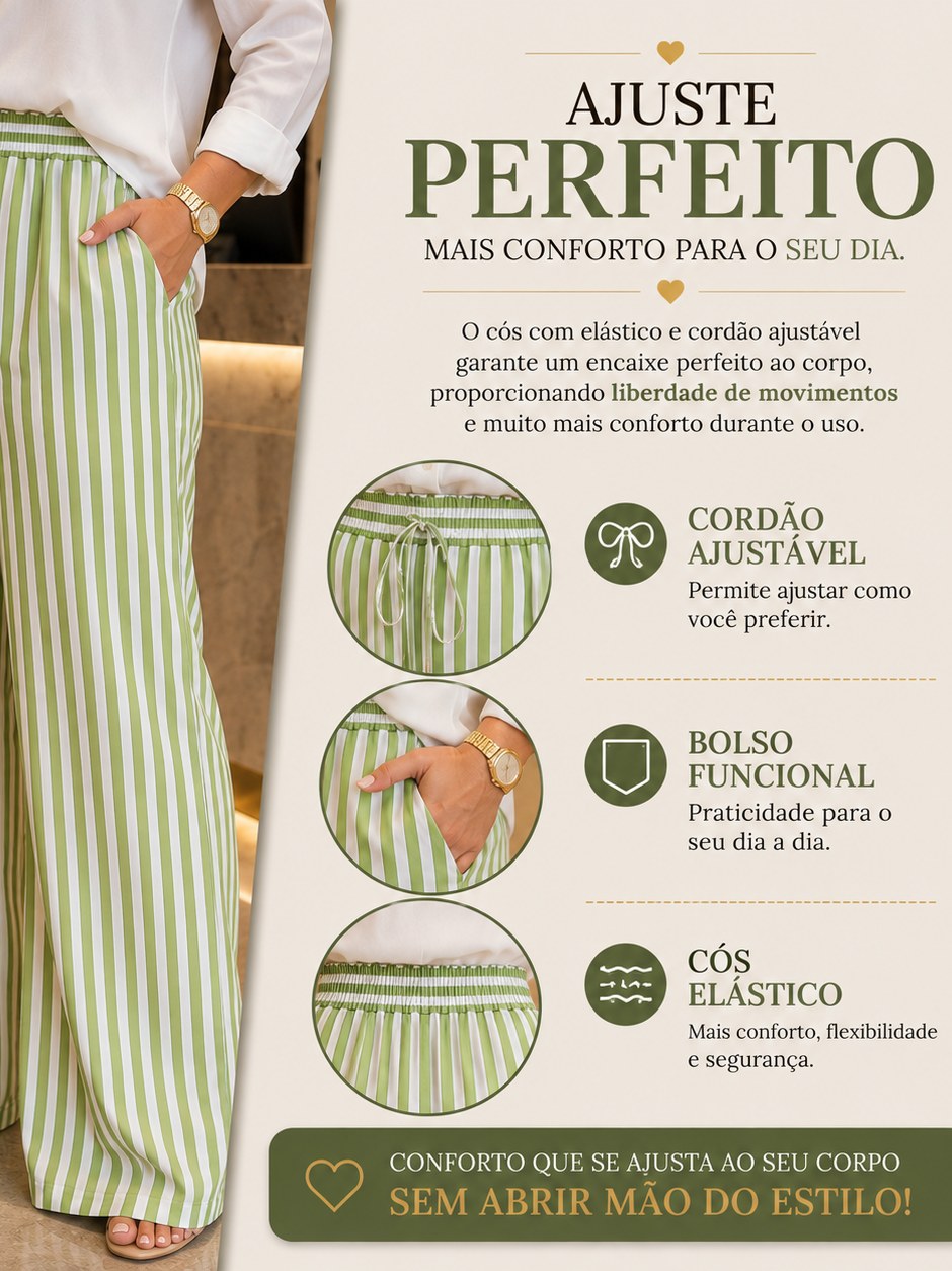 Calça Pantalona Listrada Riviera