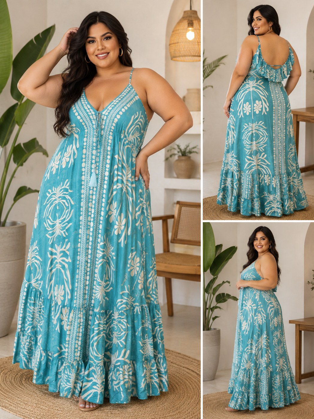 Vestido indiano com babado nas costas
