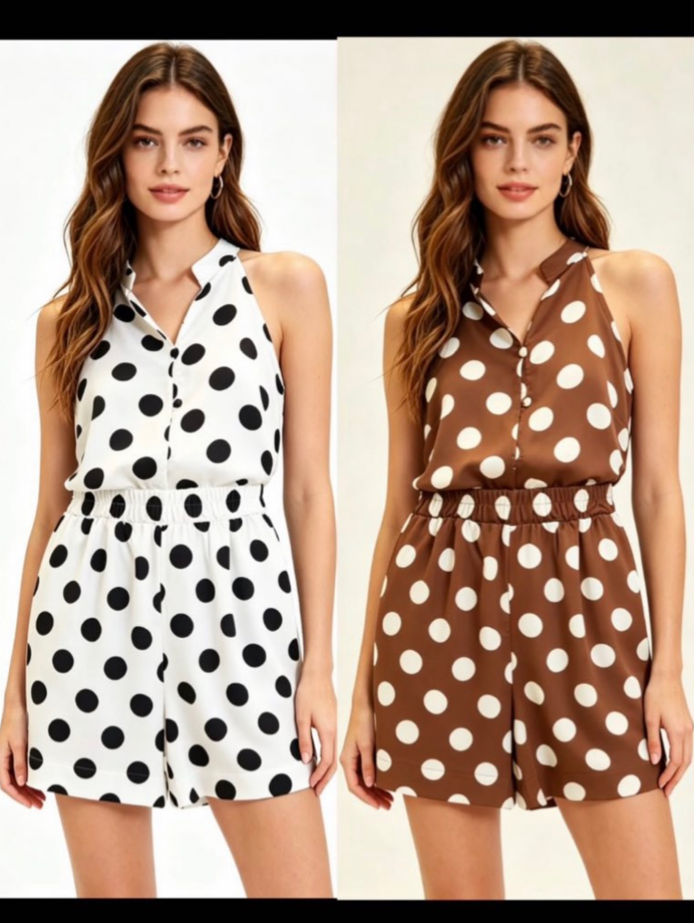 Conjunto feminino poá blusa e short verão -2516