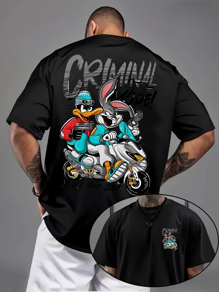 Camiseta oversized 100% Algodão Unissex Estampa Gangts Pato