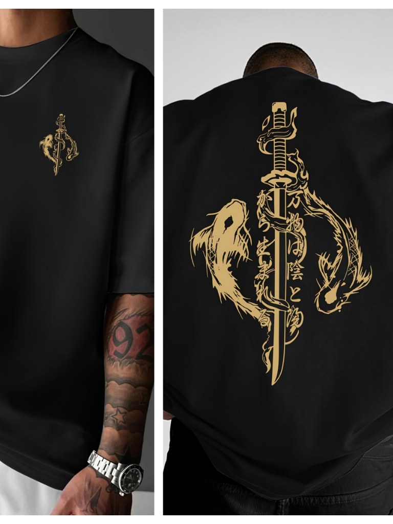 Camiseta Oversized Streetwear Koi Espada KatanaYC8402