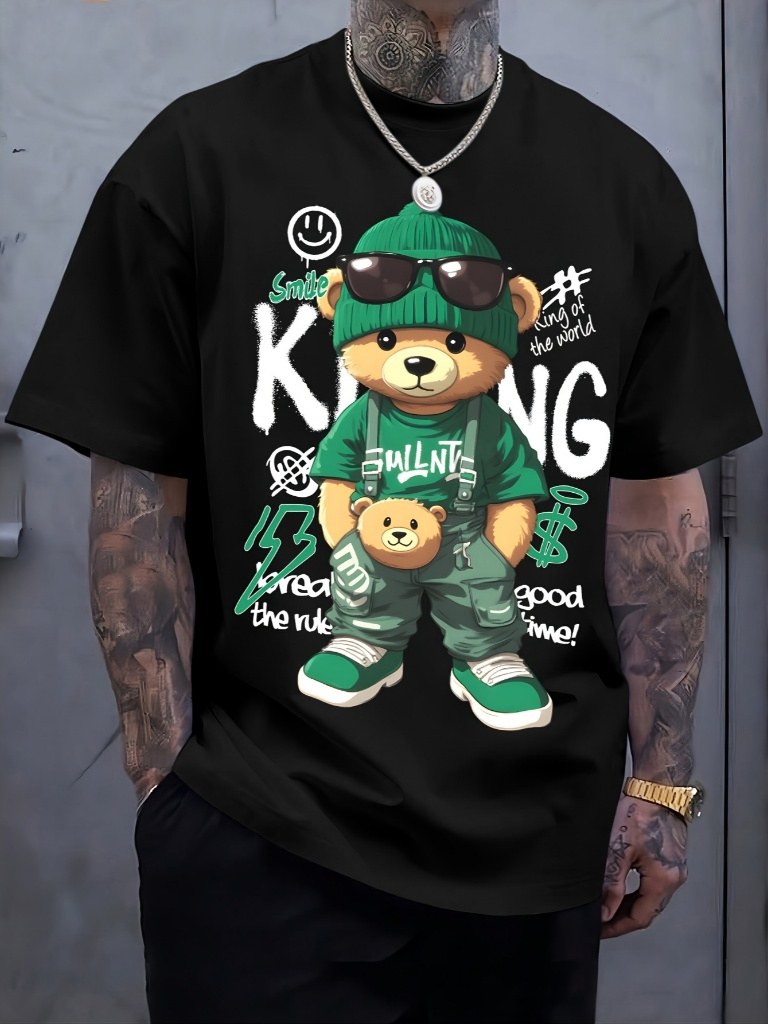 Camiseta Oversized Style Streetwear Urso 100% Algodão YC6025
