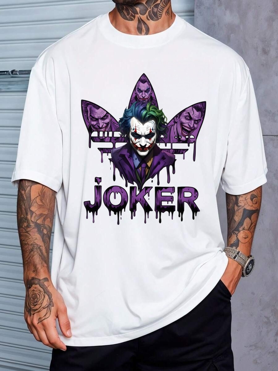 Camiseta de manga curta 100% algodão com estampa de palhaço