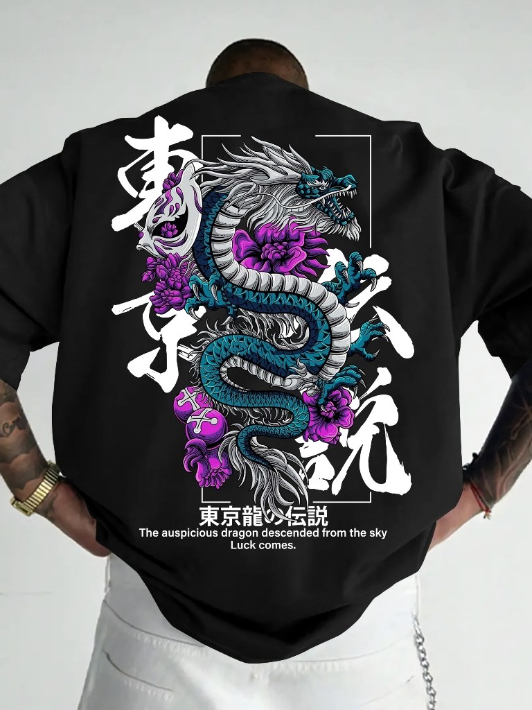 Camiseta 100% Algodão com dragão Y2K YC8375