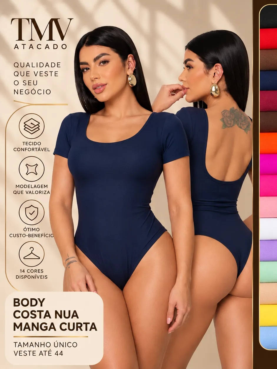 Body Gola Quadrada Camisetinha Costas Nua