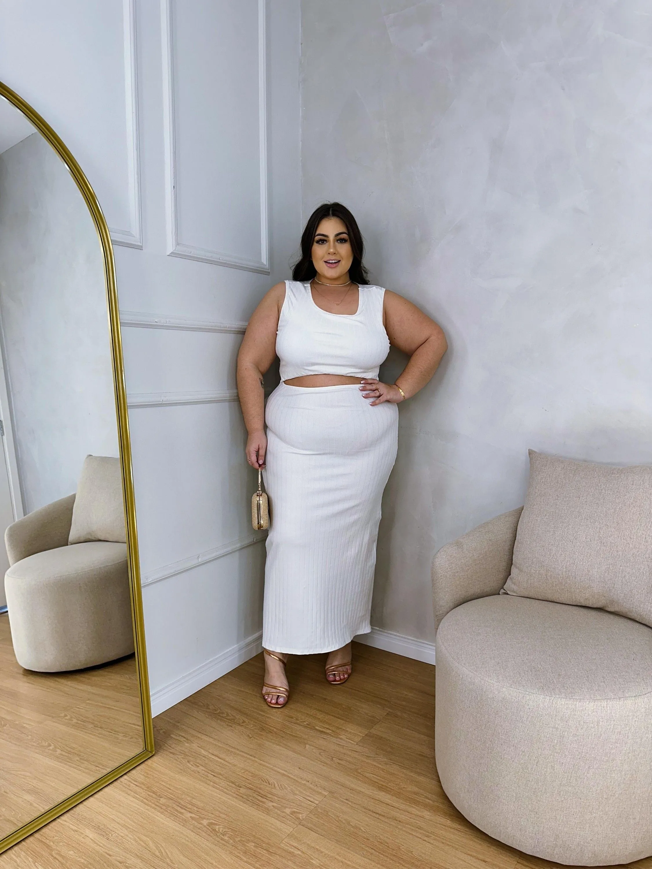 VESTIDO CANELADO PREMIUM MARCELA PLUS SIZE