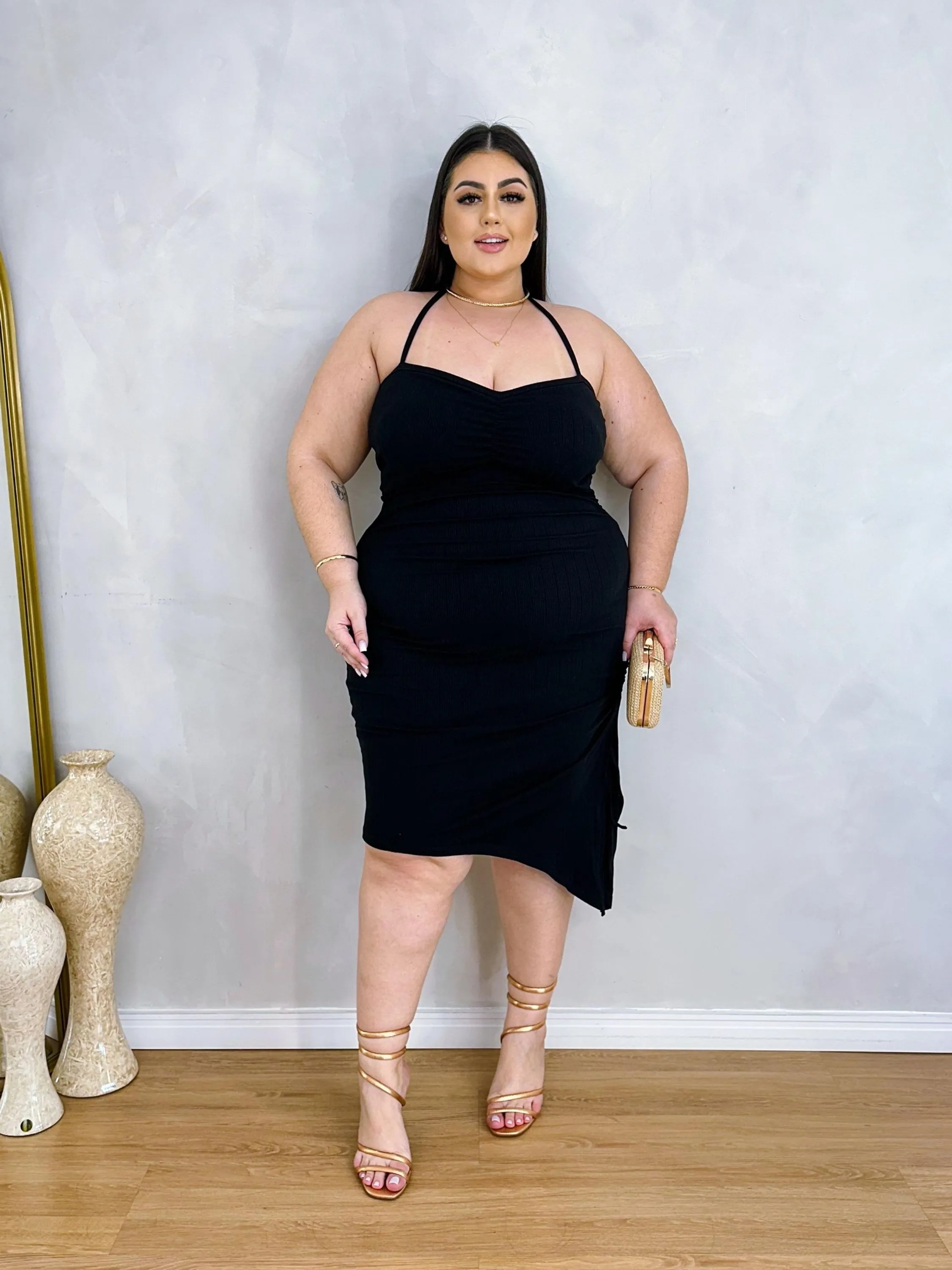 VESTIDO CANELADO PREMIUM MELANY PLUS SIZE