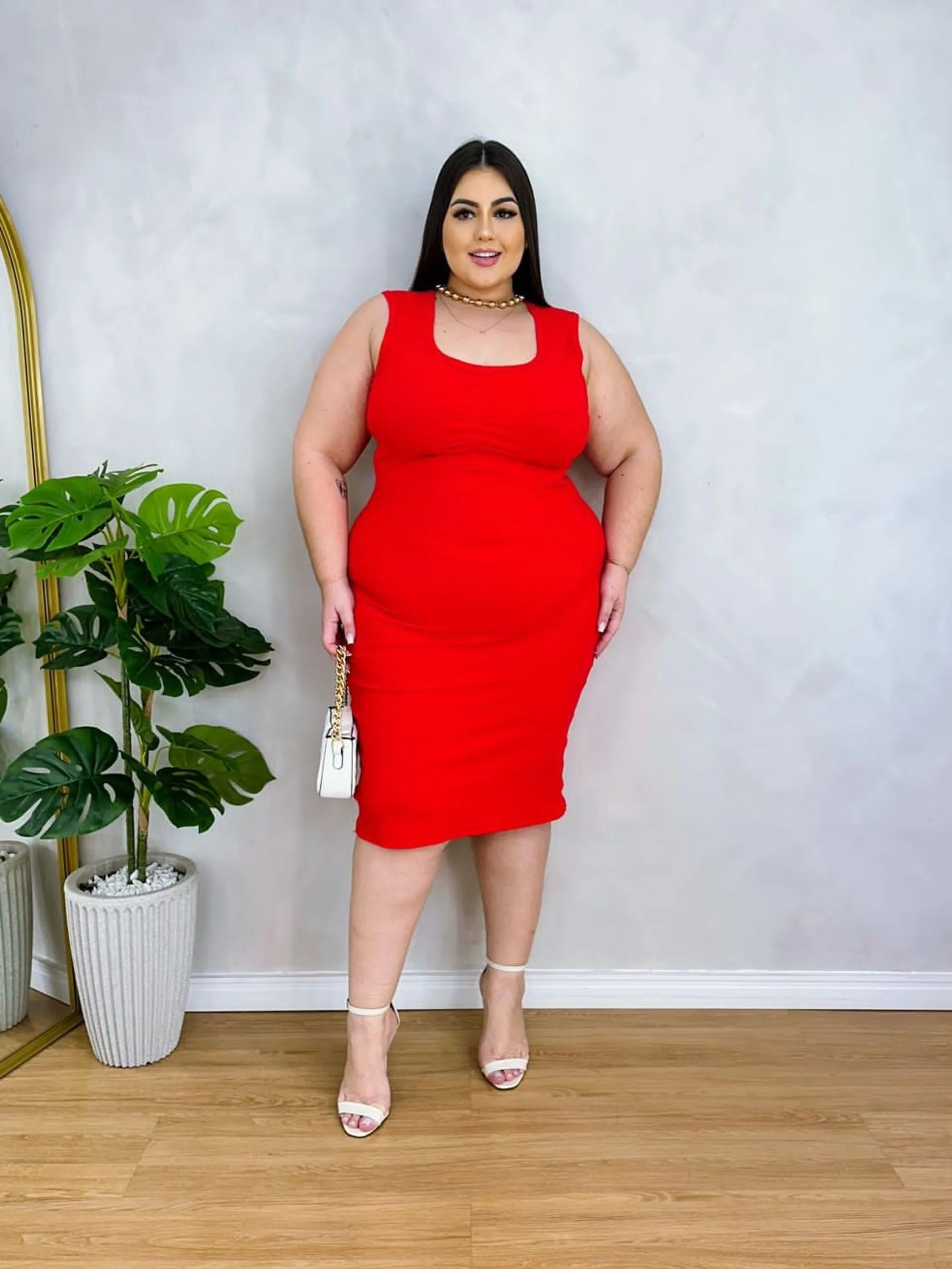 VESTIDO CANELADO PREMIUM  ASLIN PLUS SIZE