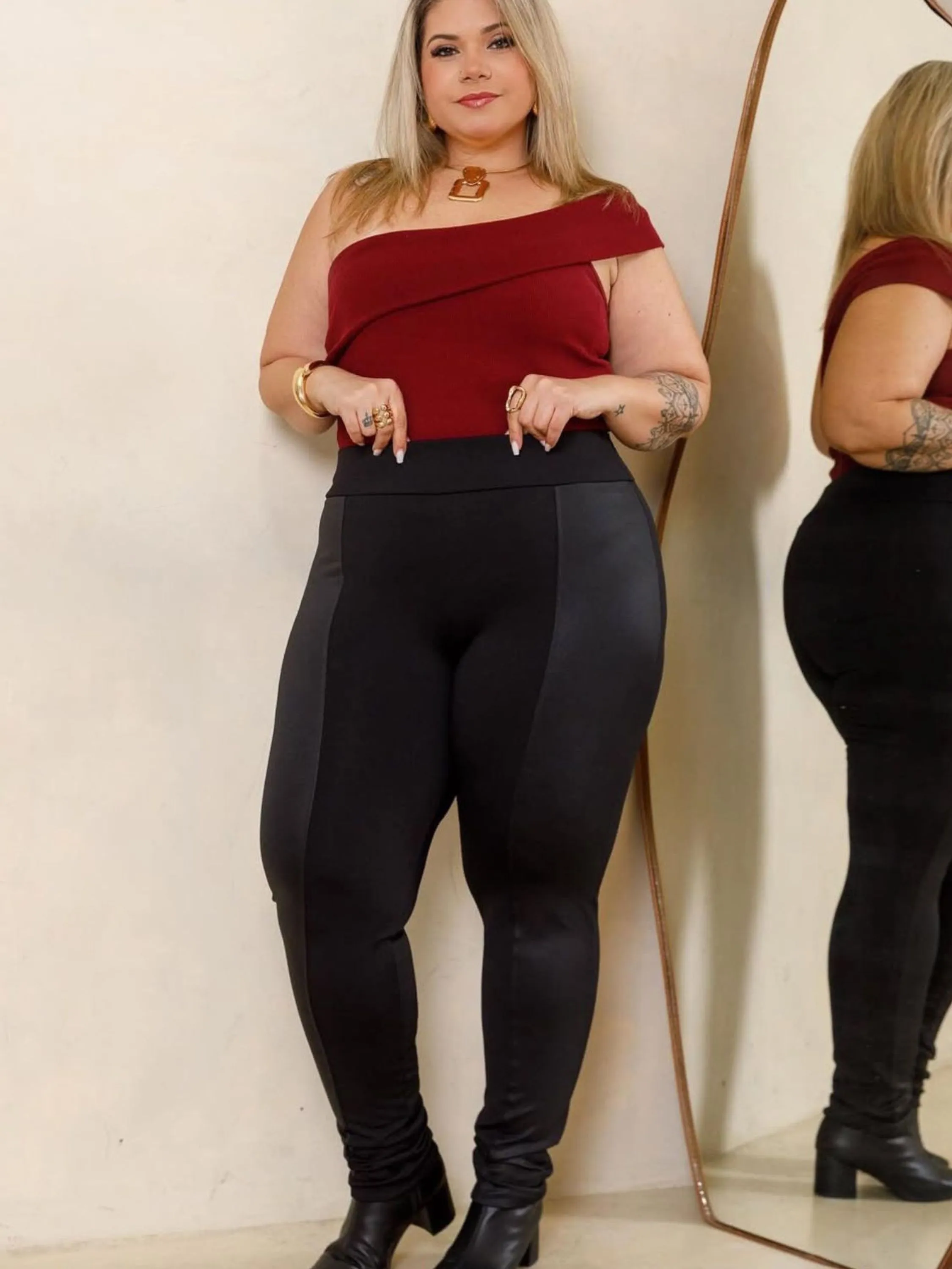 Calca Montaria Flanelada Plus Size Com Bolso