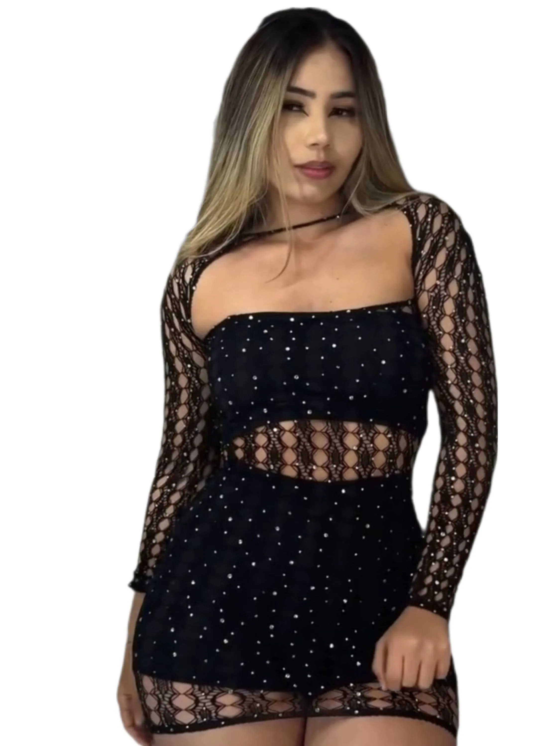 VESTIDO MULTISHOW COM PEDRARIAS DE BRILHO