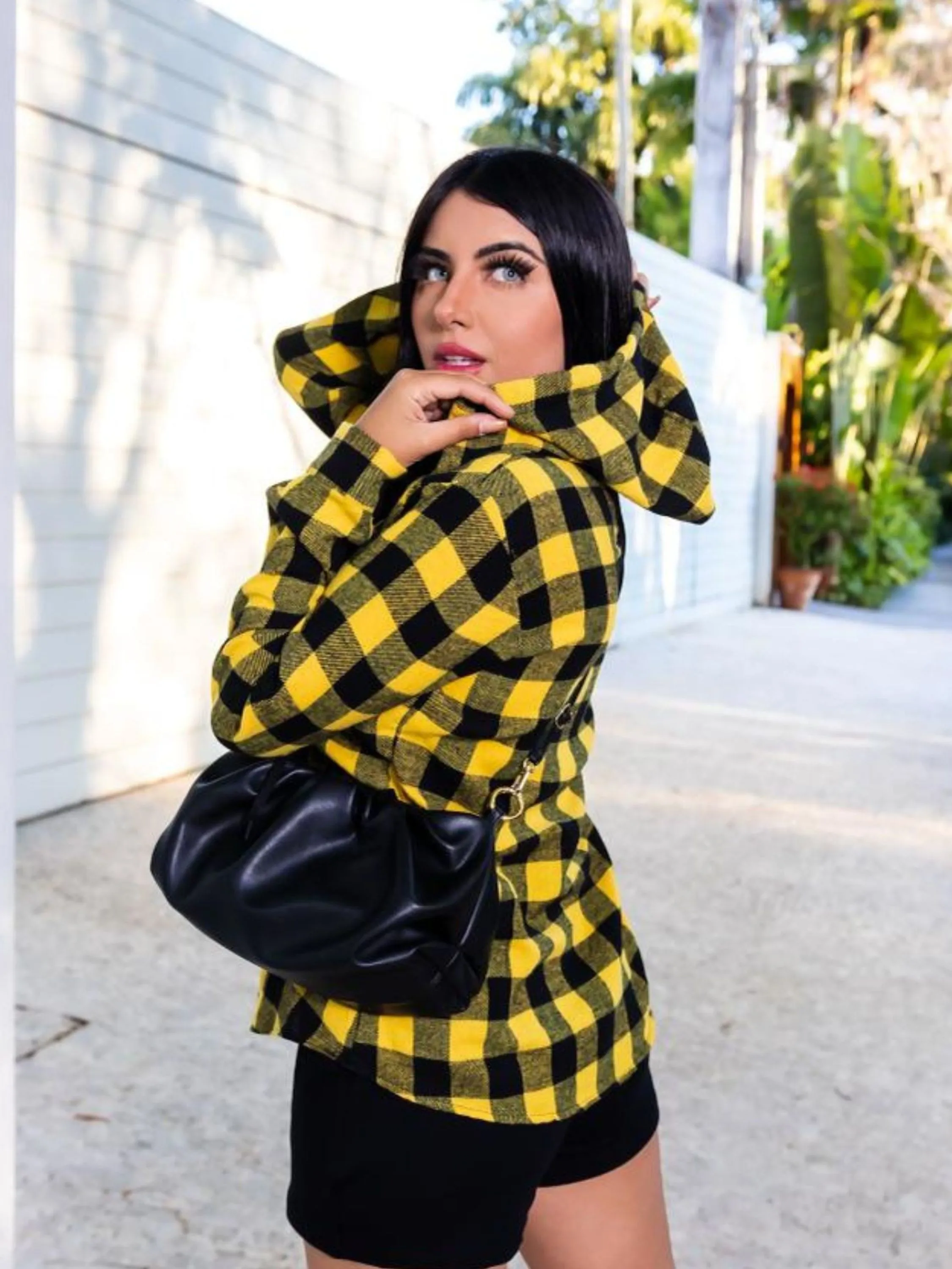 Blusa Xadrez Com Toca Flanelada Manga Longa