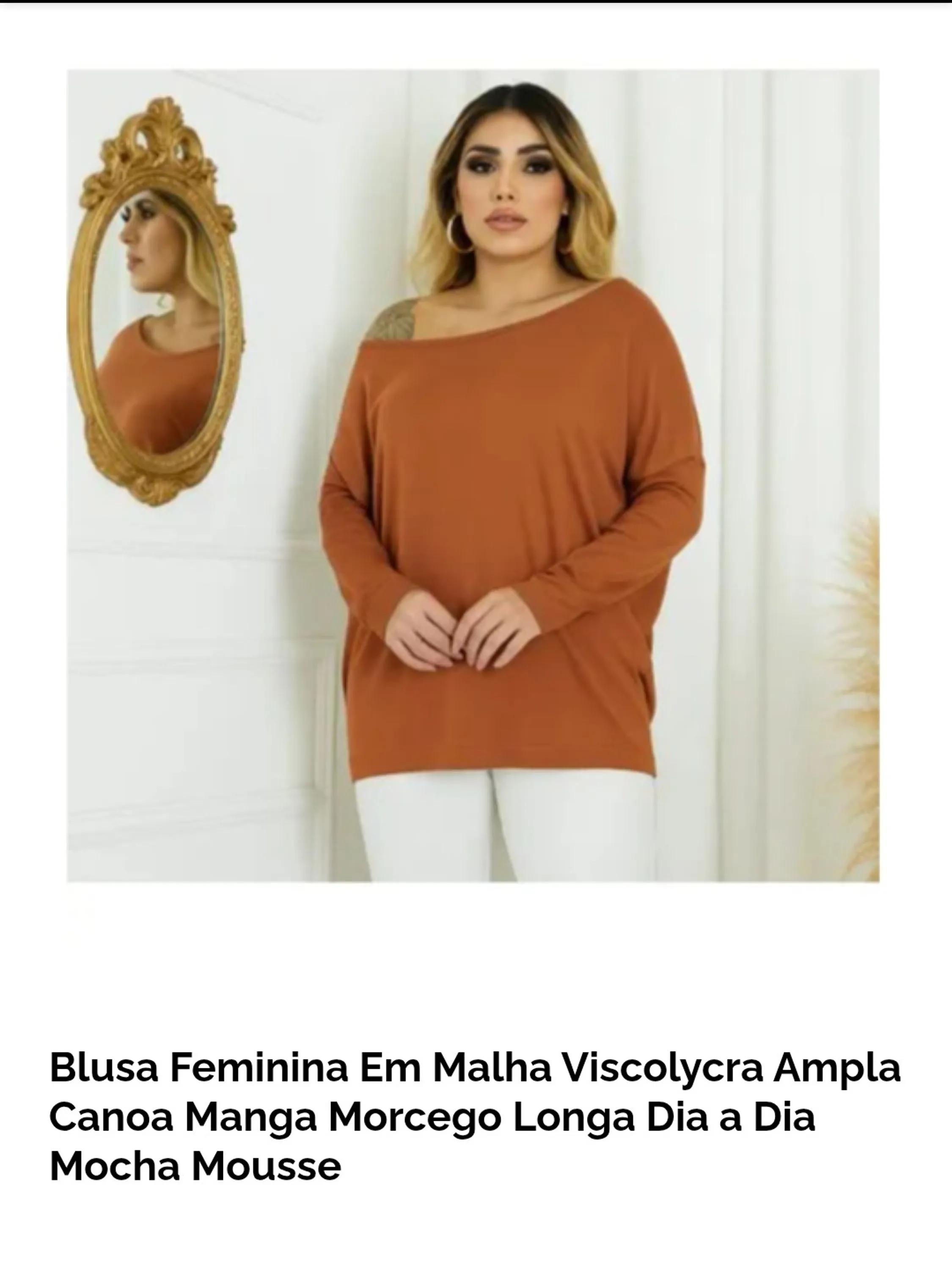 Blusa Gola Canoa Manga Longa