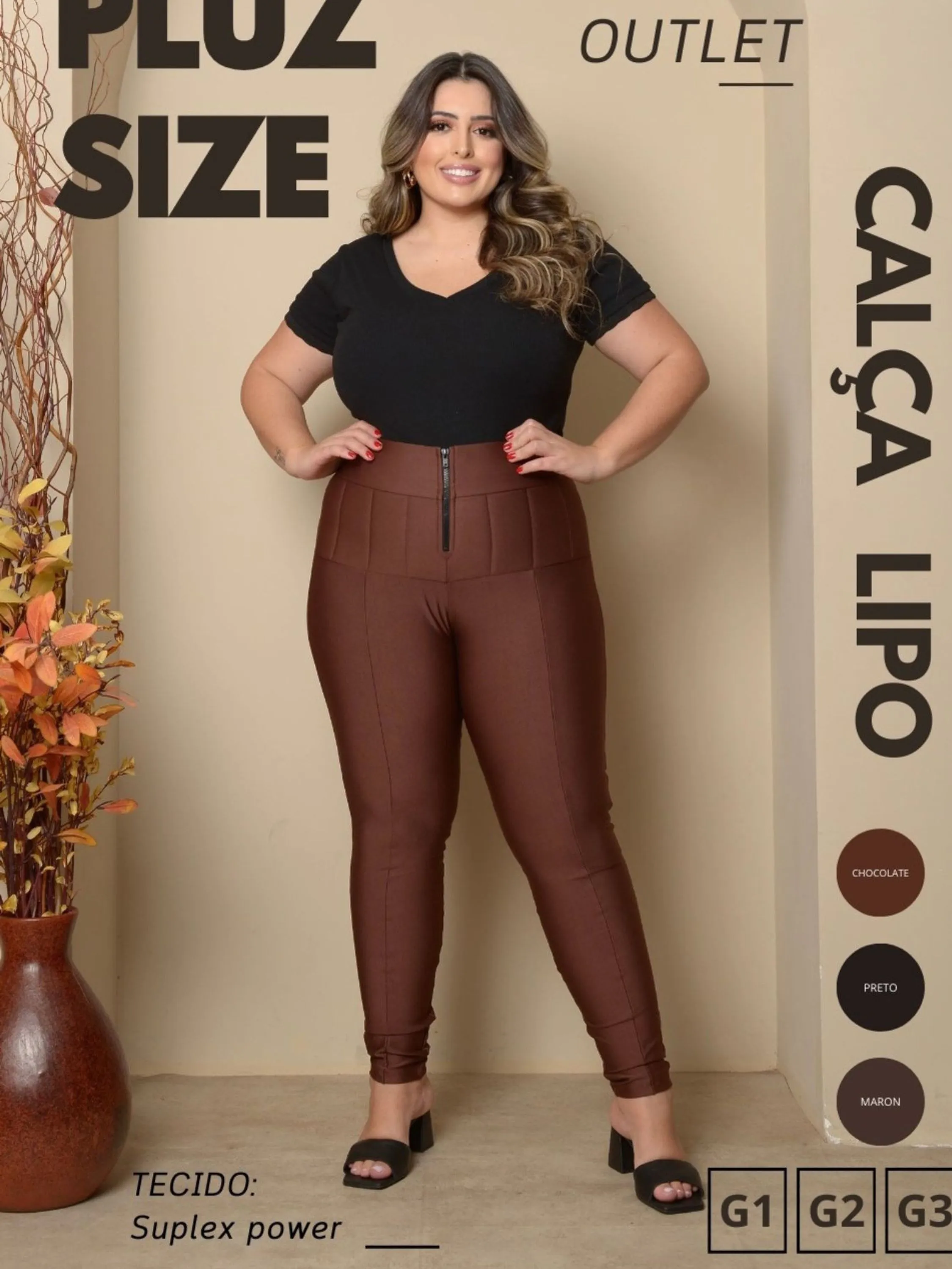 Calca Lipo Modeladora Plus Size Com Bolso