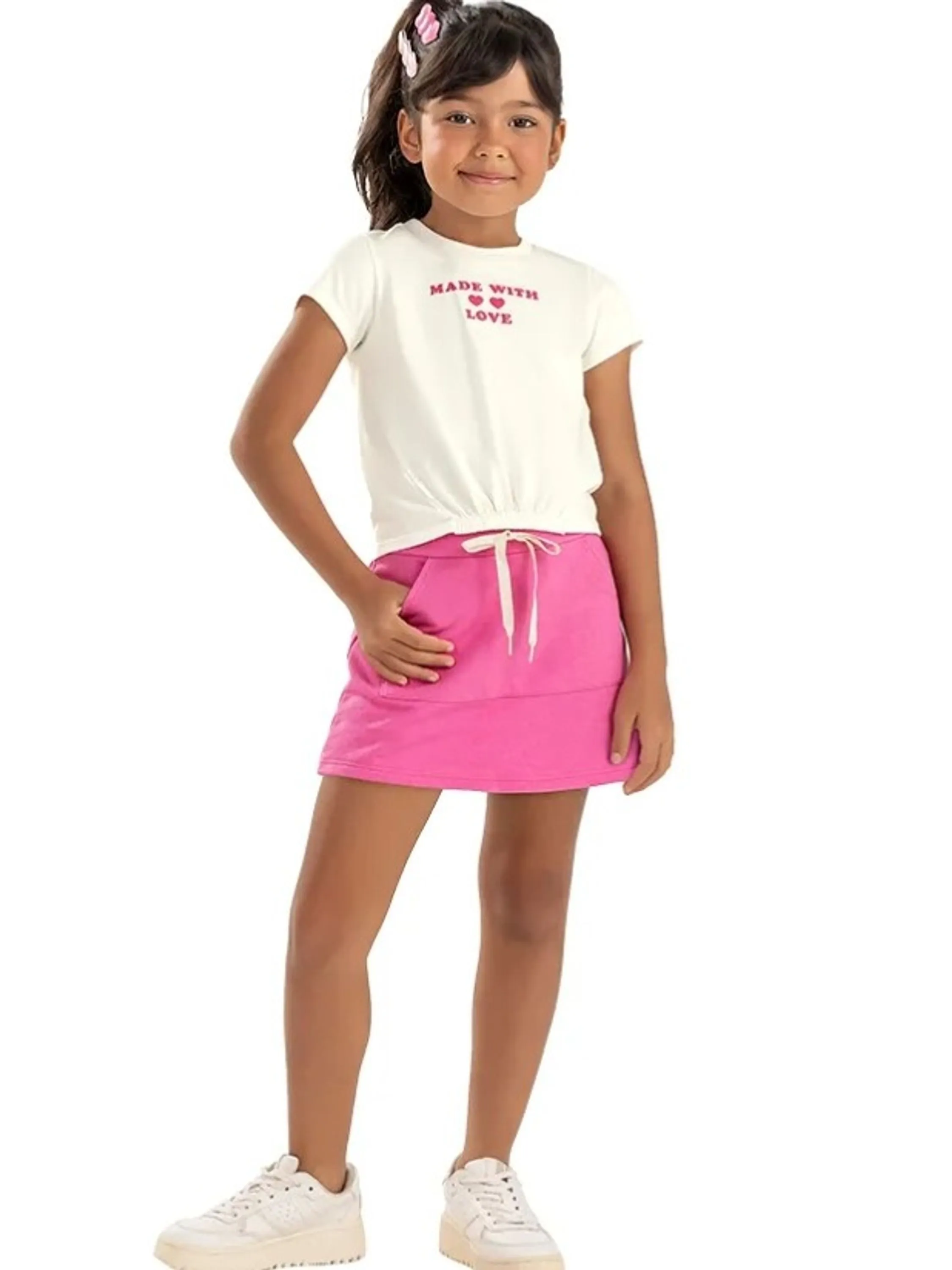 Conjunto Infantil Verão Menina Elian com saia shorts