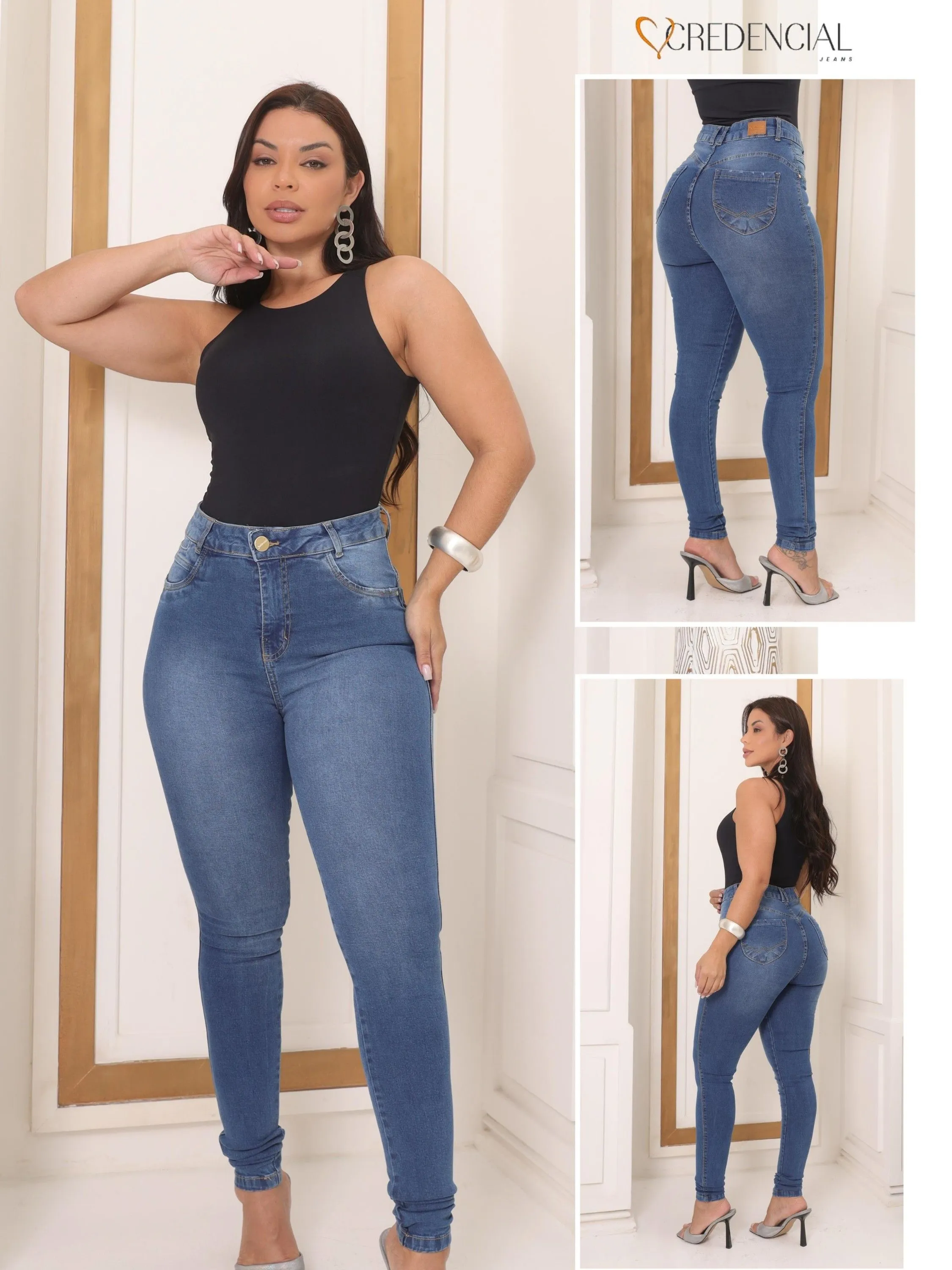 Calça Jeans Skinny  Cintura Alta
