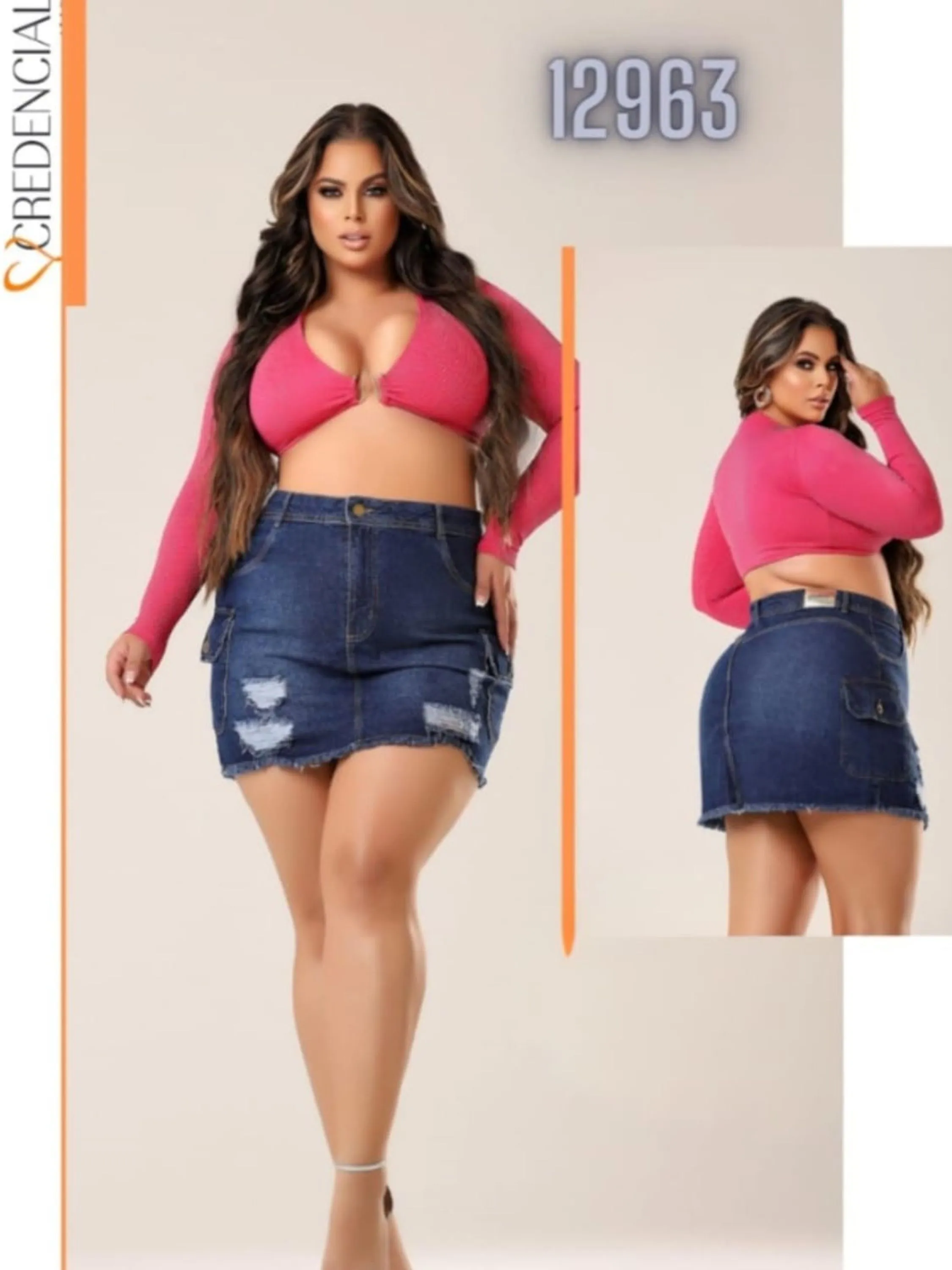 Saia Jeans Rasgada Plus Size  Cargo