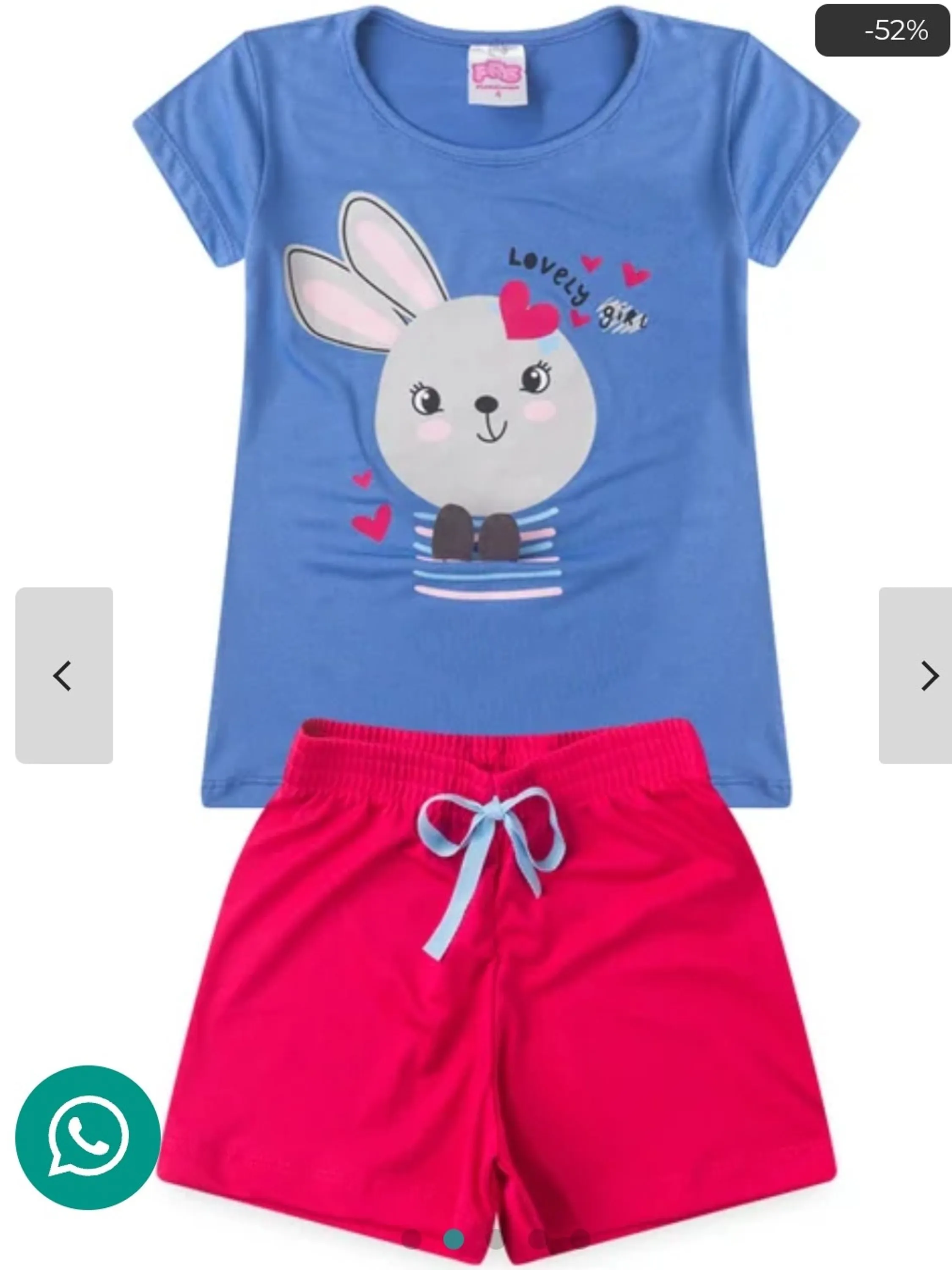 Conjunto Infantil Verão Menina Coelhinha