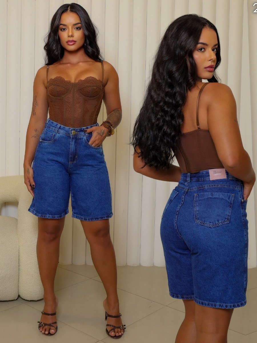 Bermuda Jeans jorts Feminina
