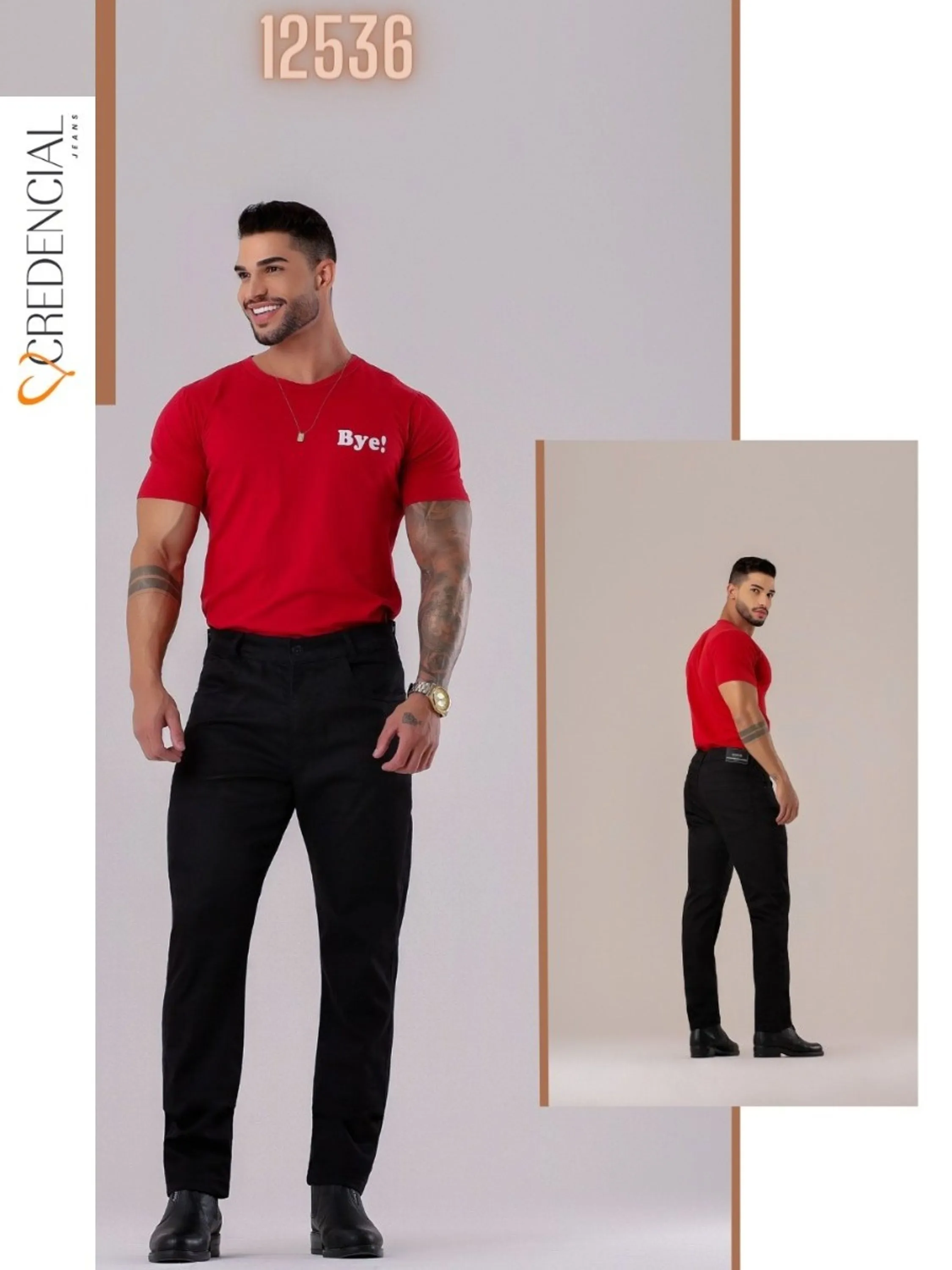 Calça Masculina Preta Skinny de Sarja