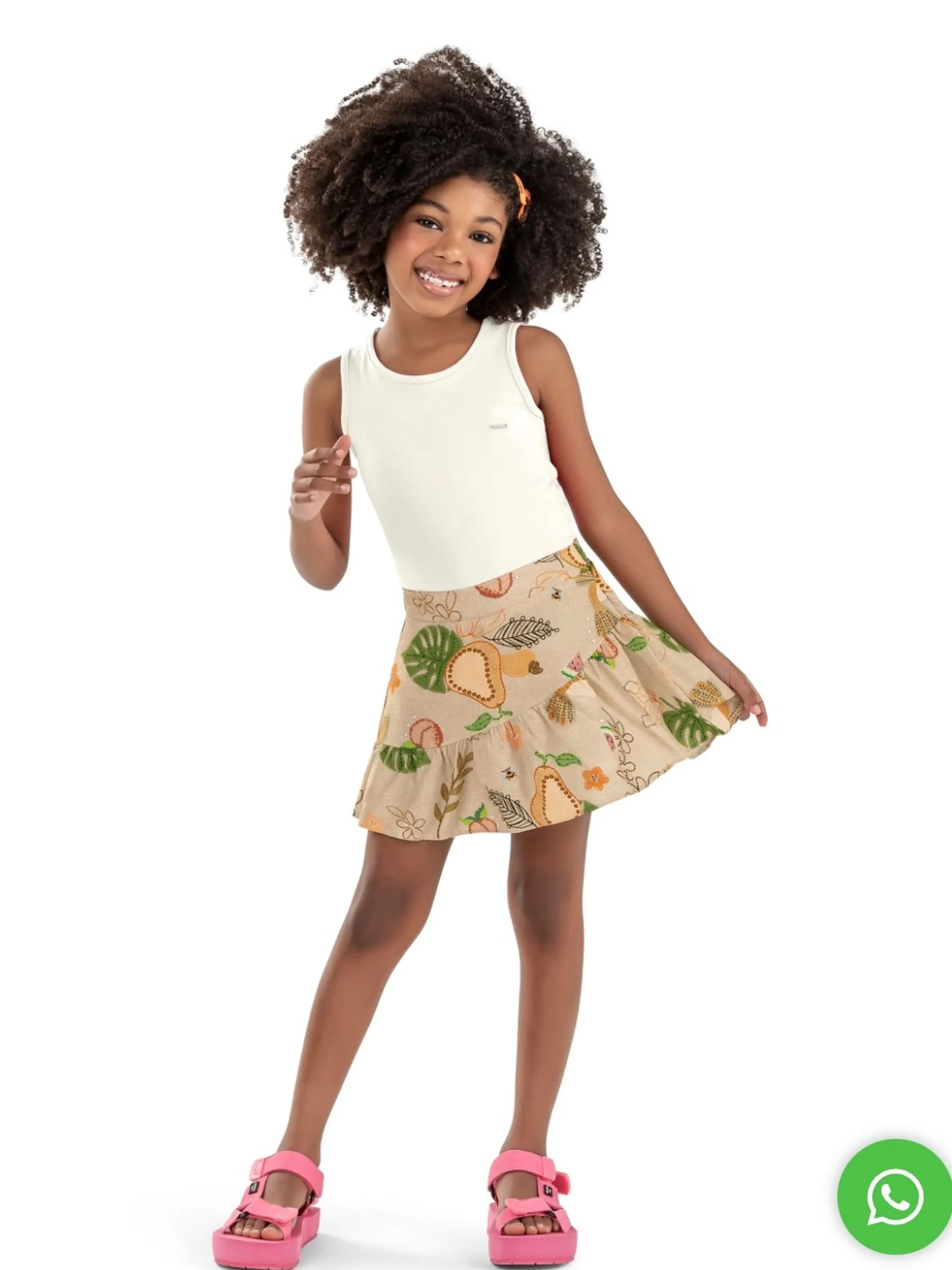 Conjunto Infantil Verão Menina Elian com saia shorts