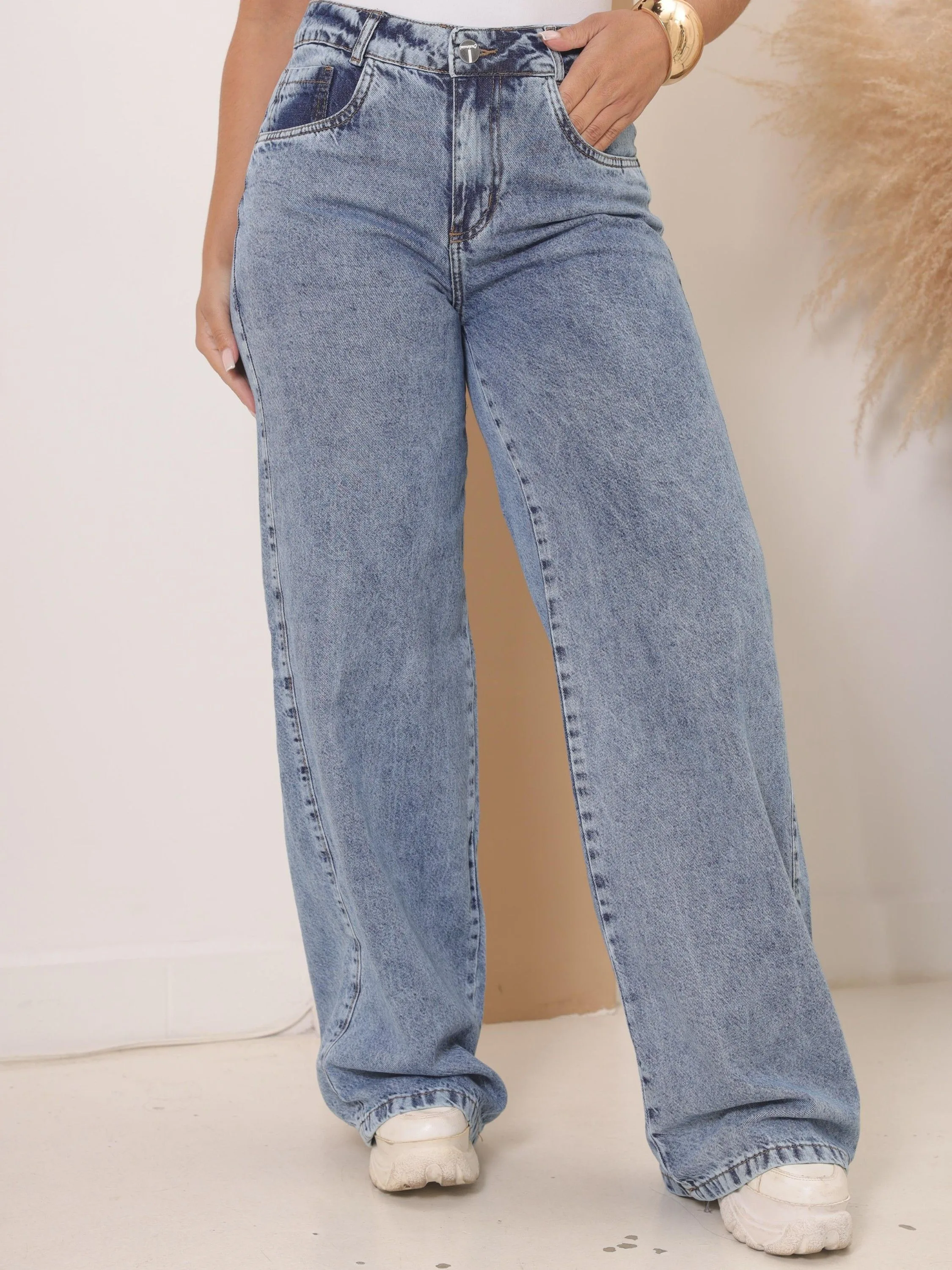 Calça Jeans Feminina Wide Leg