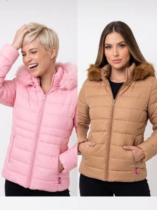 Jaqueta Feminina Puffer forrada com capuz