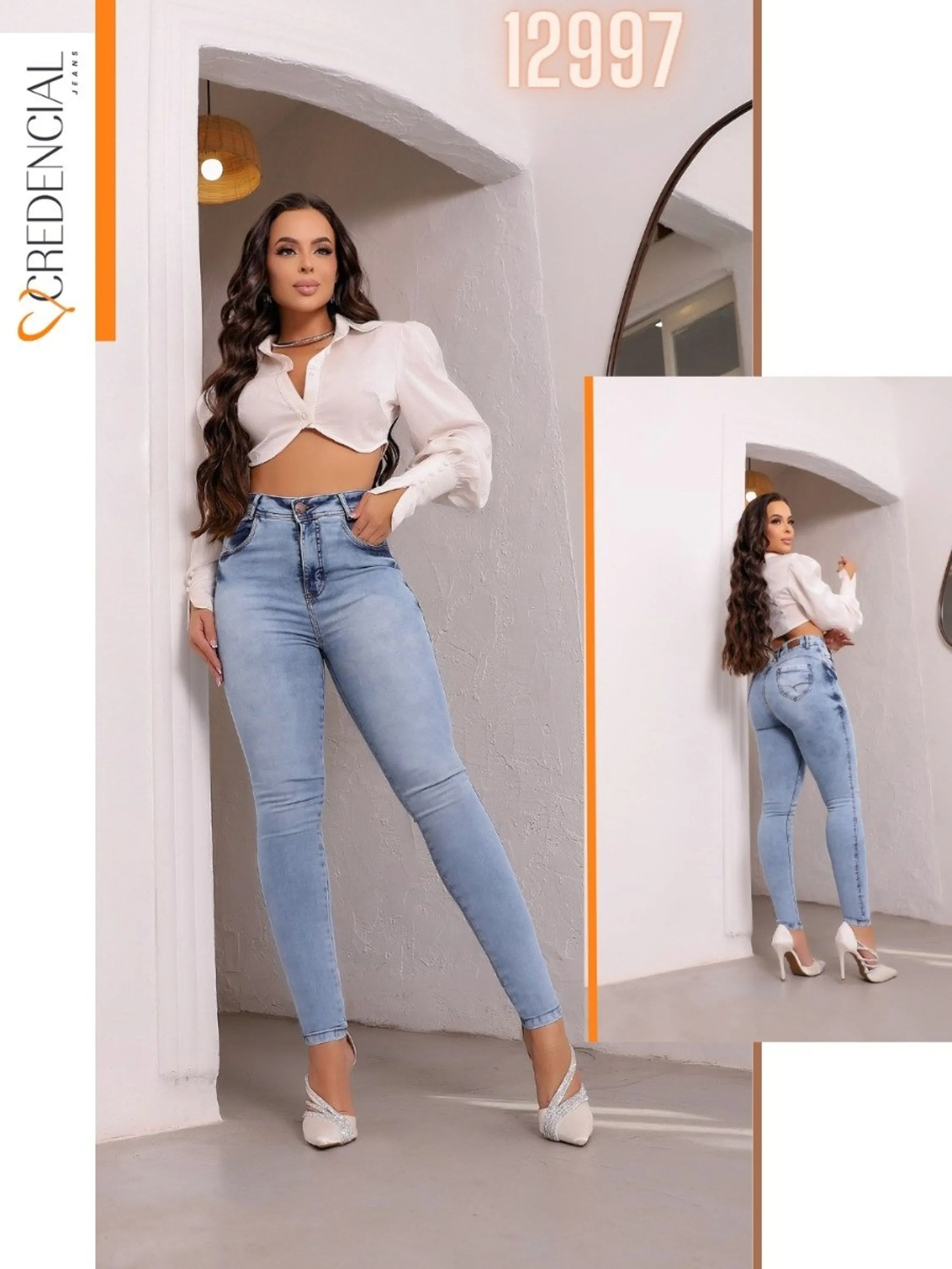 Calça Jeans Skinny Cintura Alta Clara