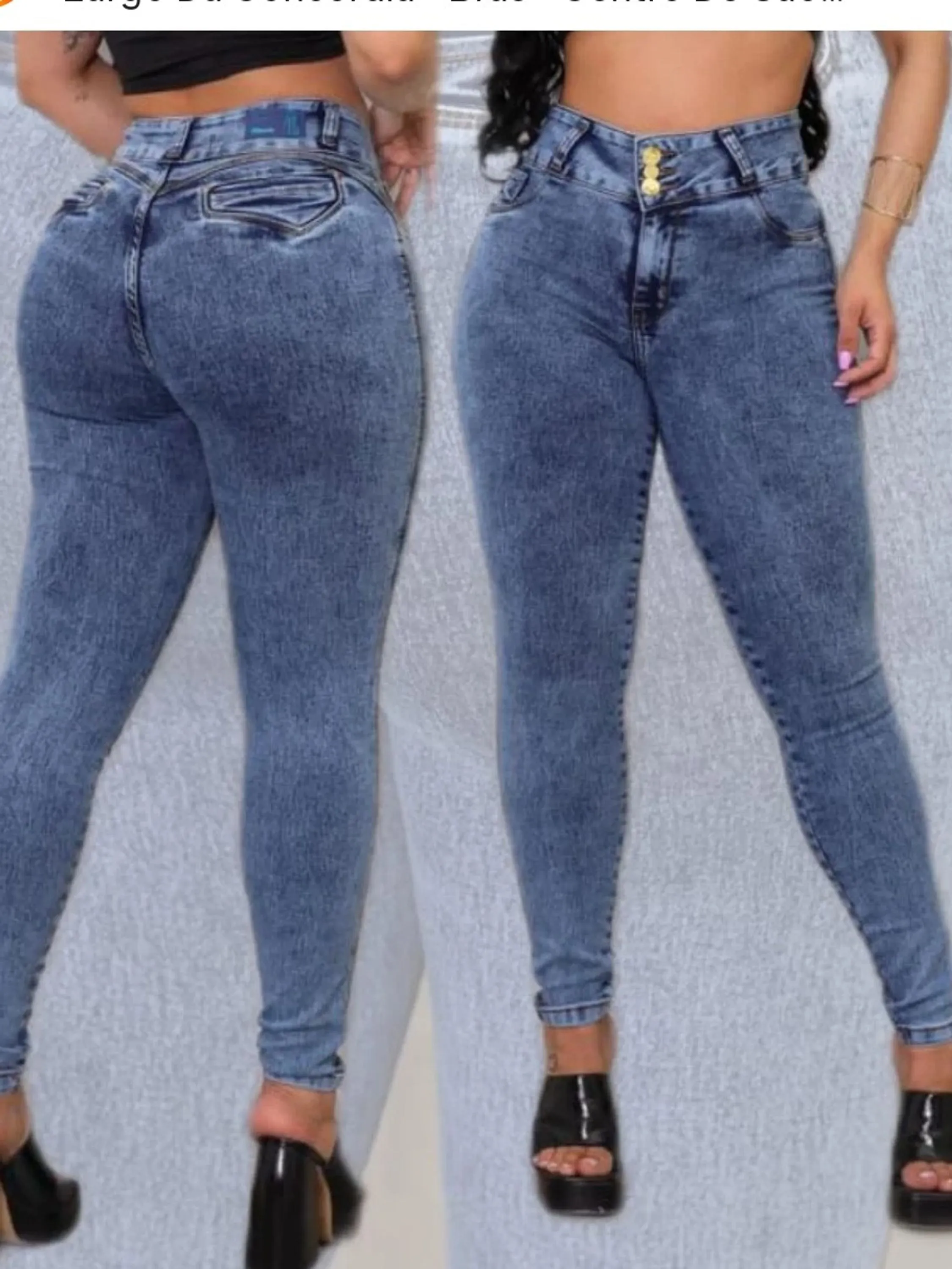 Calça Jeans Skinny Feminina cós largo