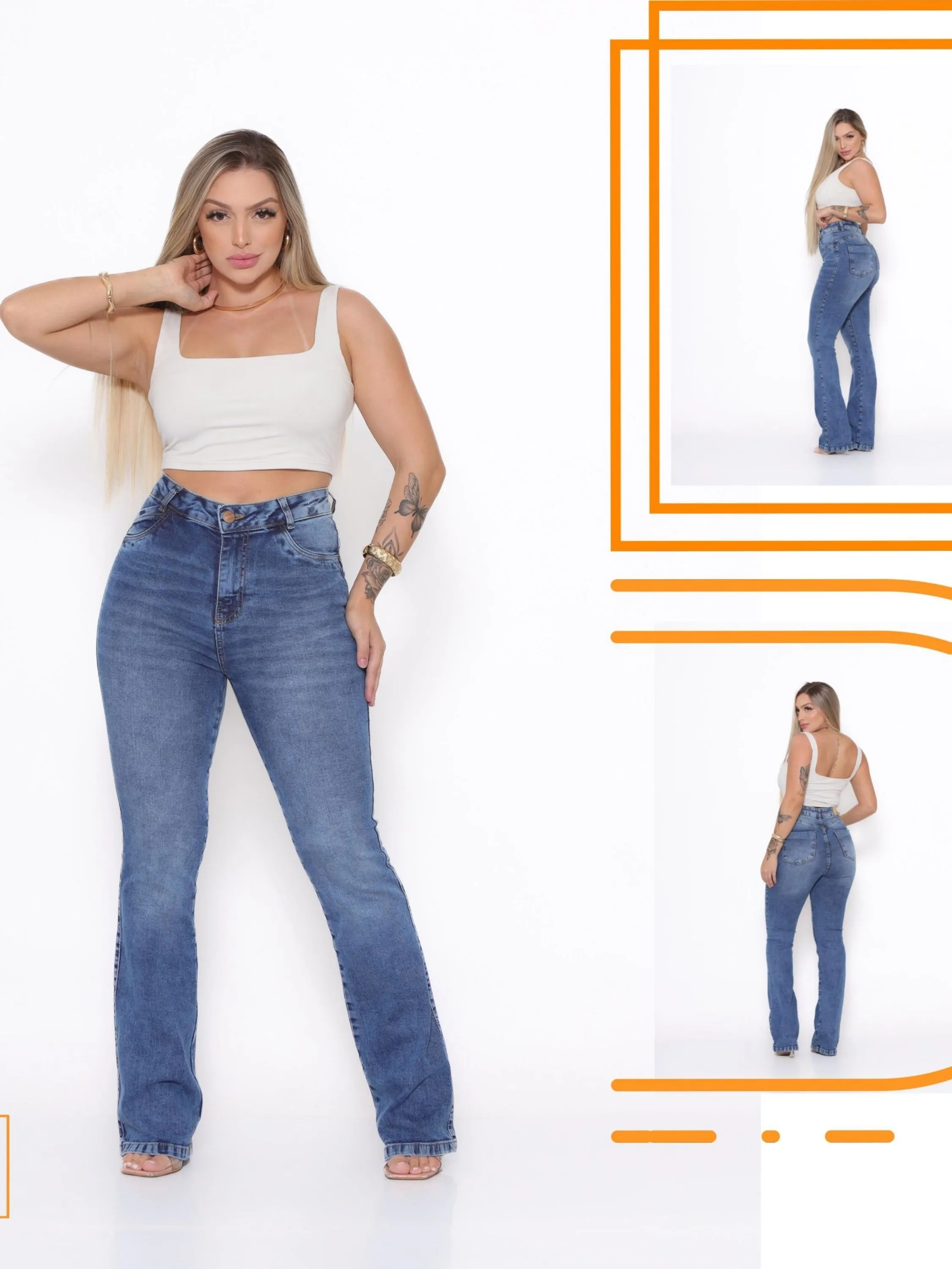 Calça Flare Jeans Com lycra