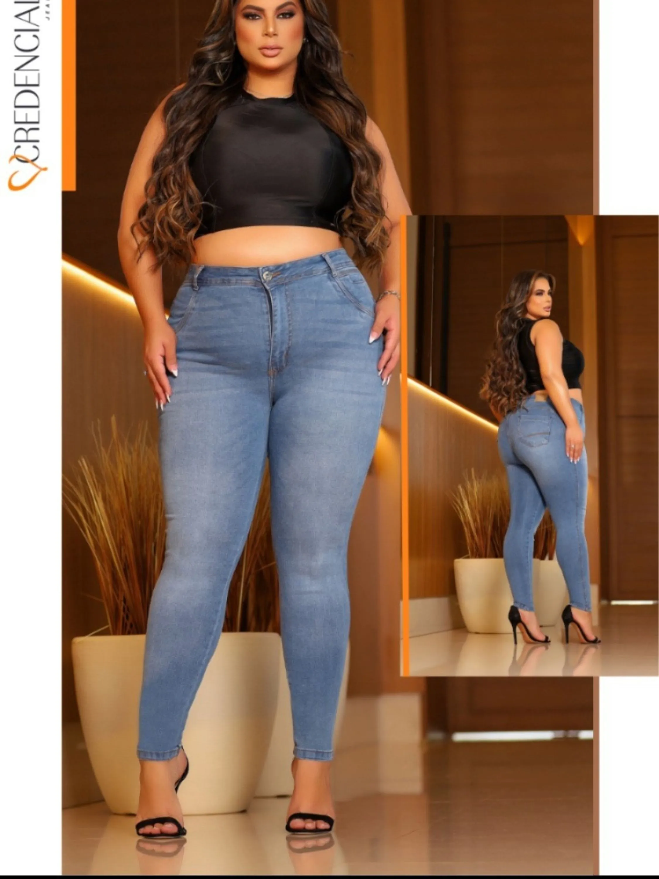 Calça Jeans Plus Size Feminina Cintura Alta