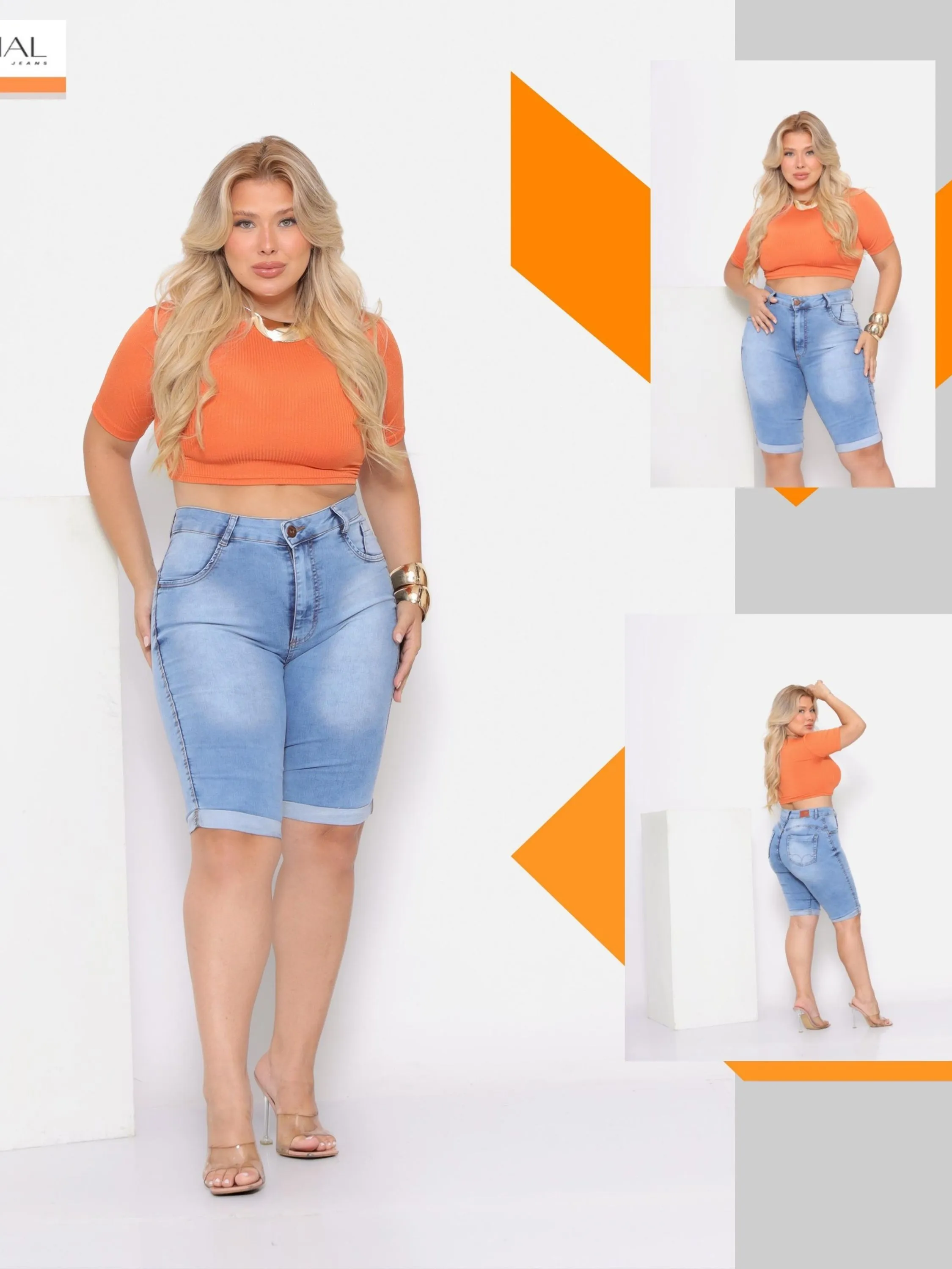 Bermuda Feminina Plus Size Meia coxa