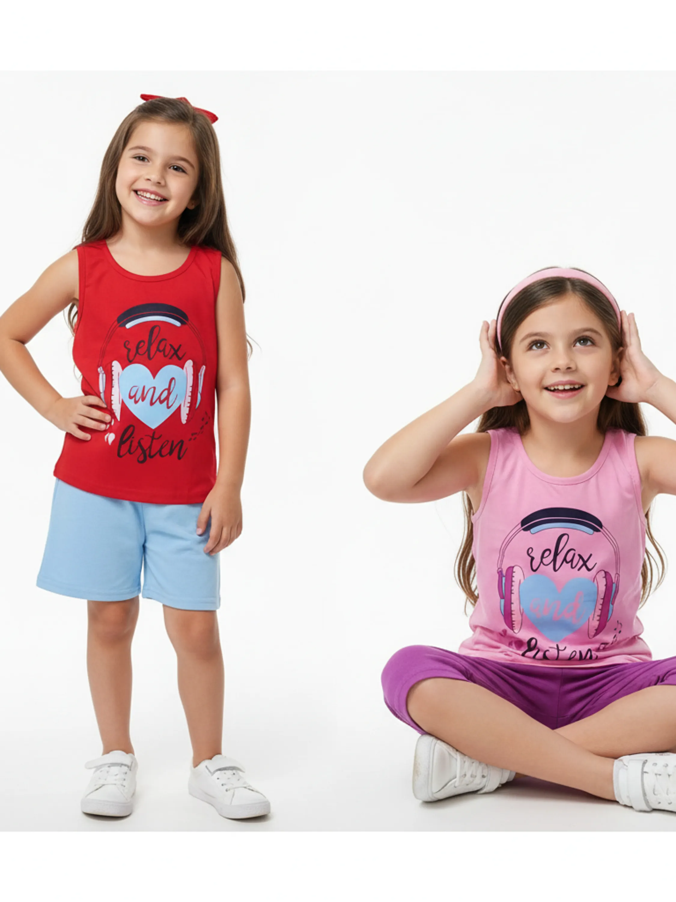 Conjunto Infantil Menina Regata e Shorts em Moletinho