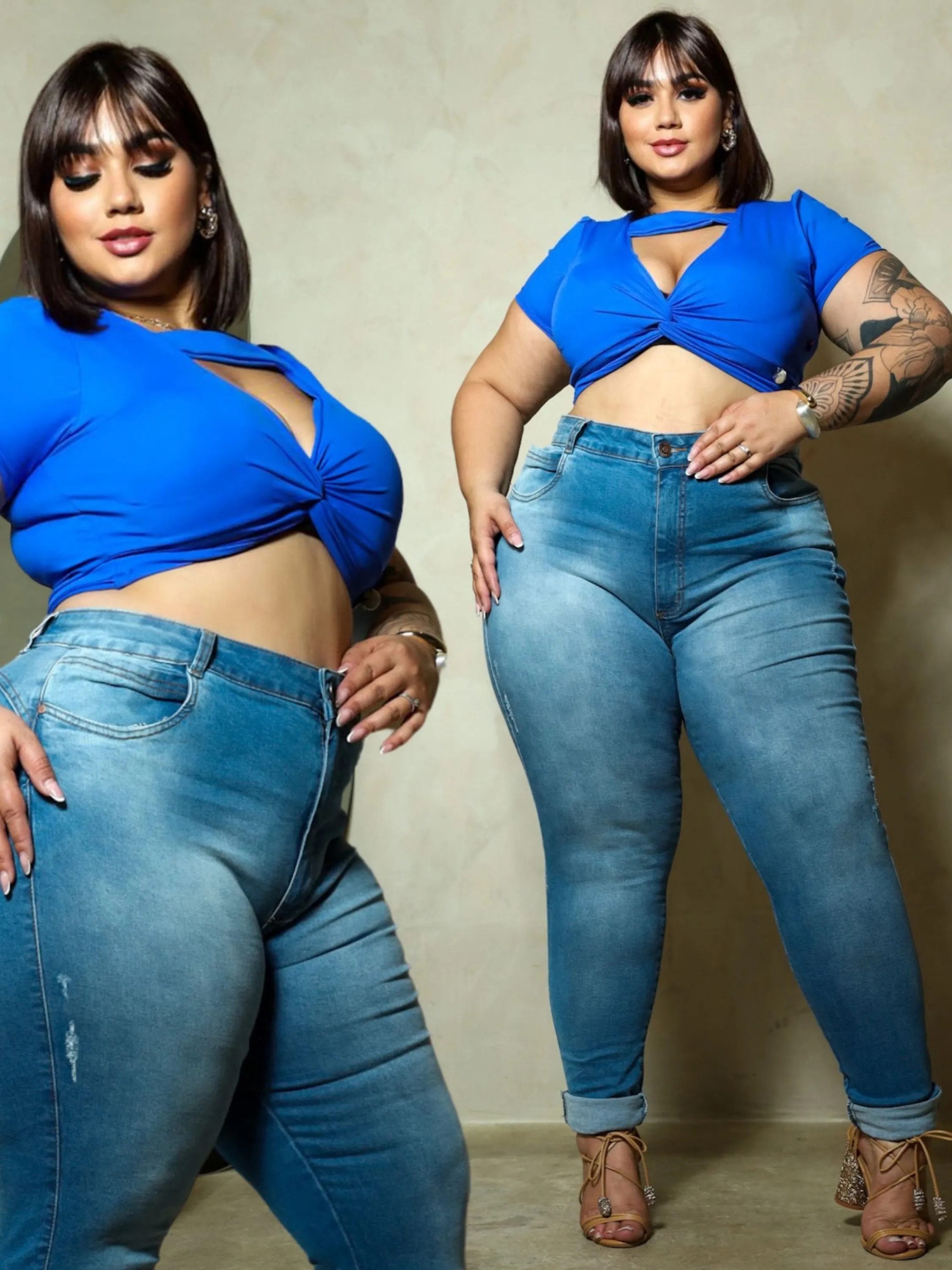 Calça Jeans Plus Size Com Barra virada