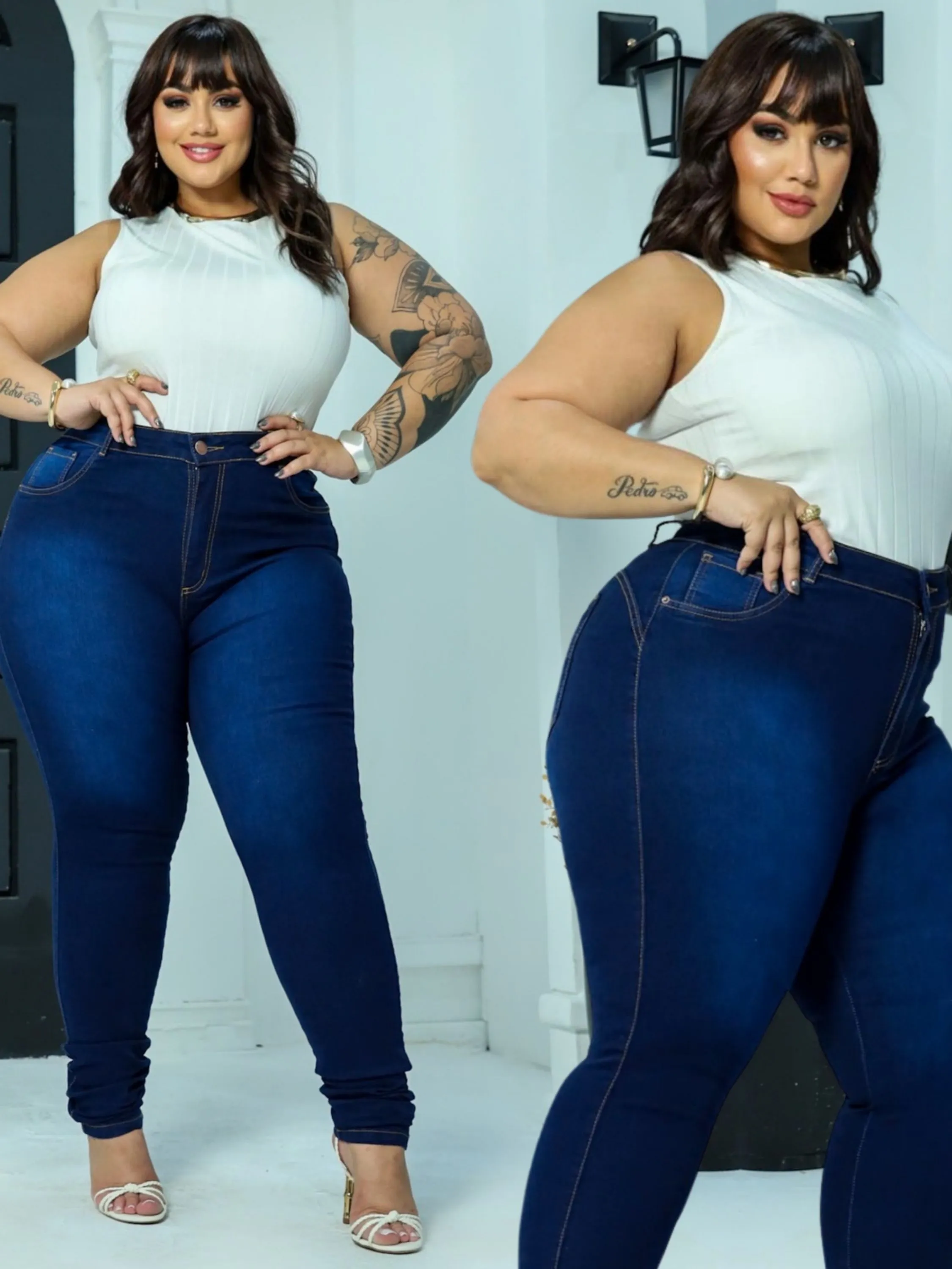 Calça Jeans Skinny Feminina Plus Size