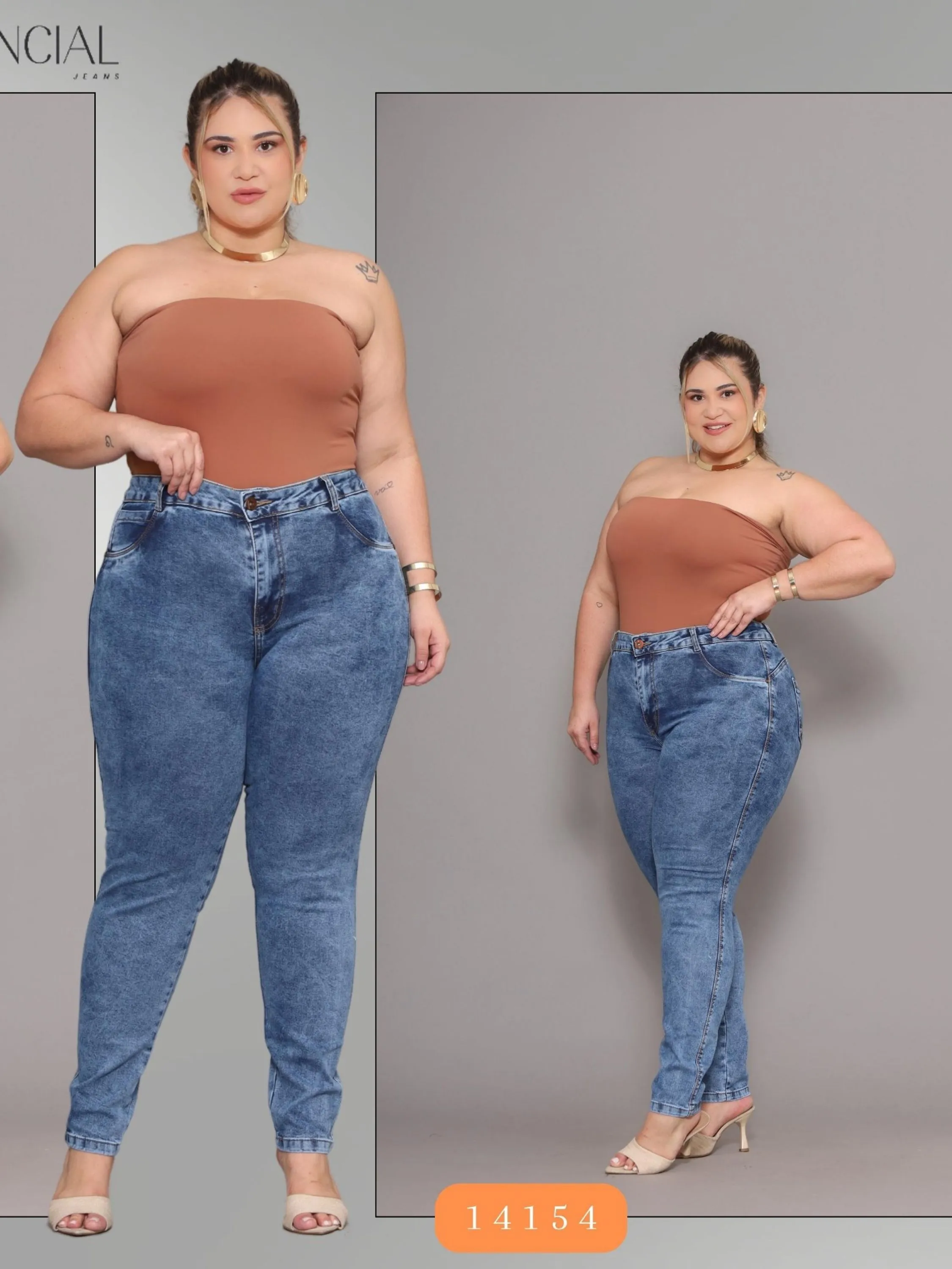 Calça Jeans Plus Size Feminina Cintura alta com lycra