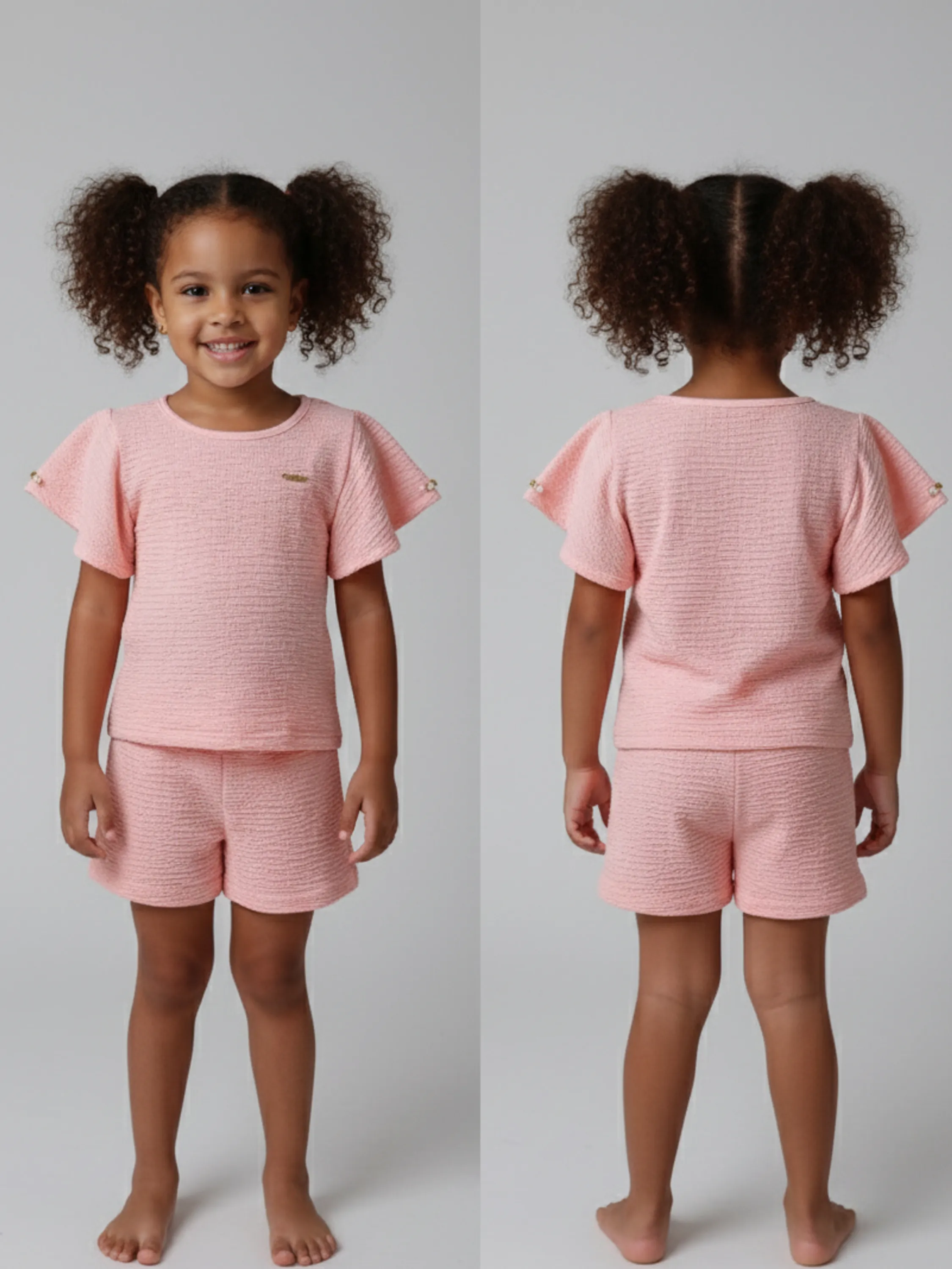 Conjunto Infantil Princesa com pedrarias na manga