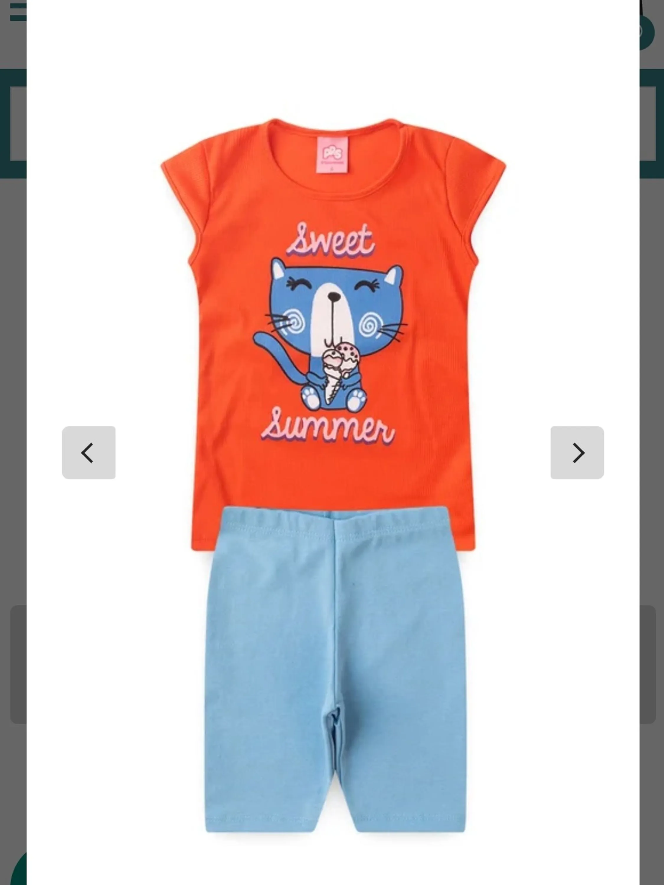 Conjunto Infantil Verão Menina Sweet Samer Gatinha